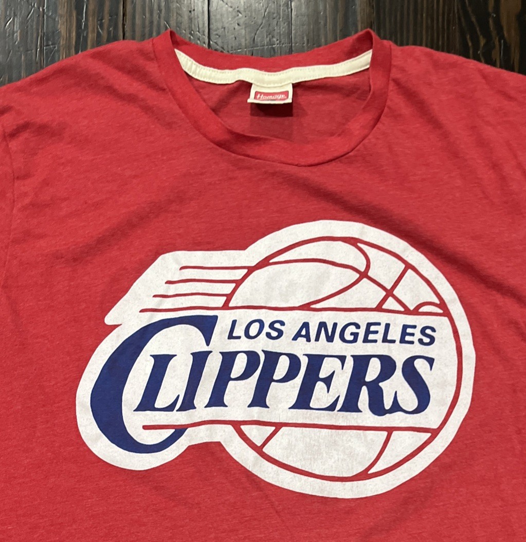 Homage Los Angeles Clippers T Shirt Men’s Large Red Polyester Cotton Rayon