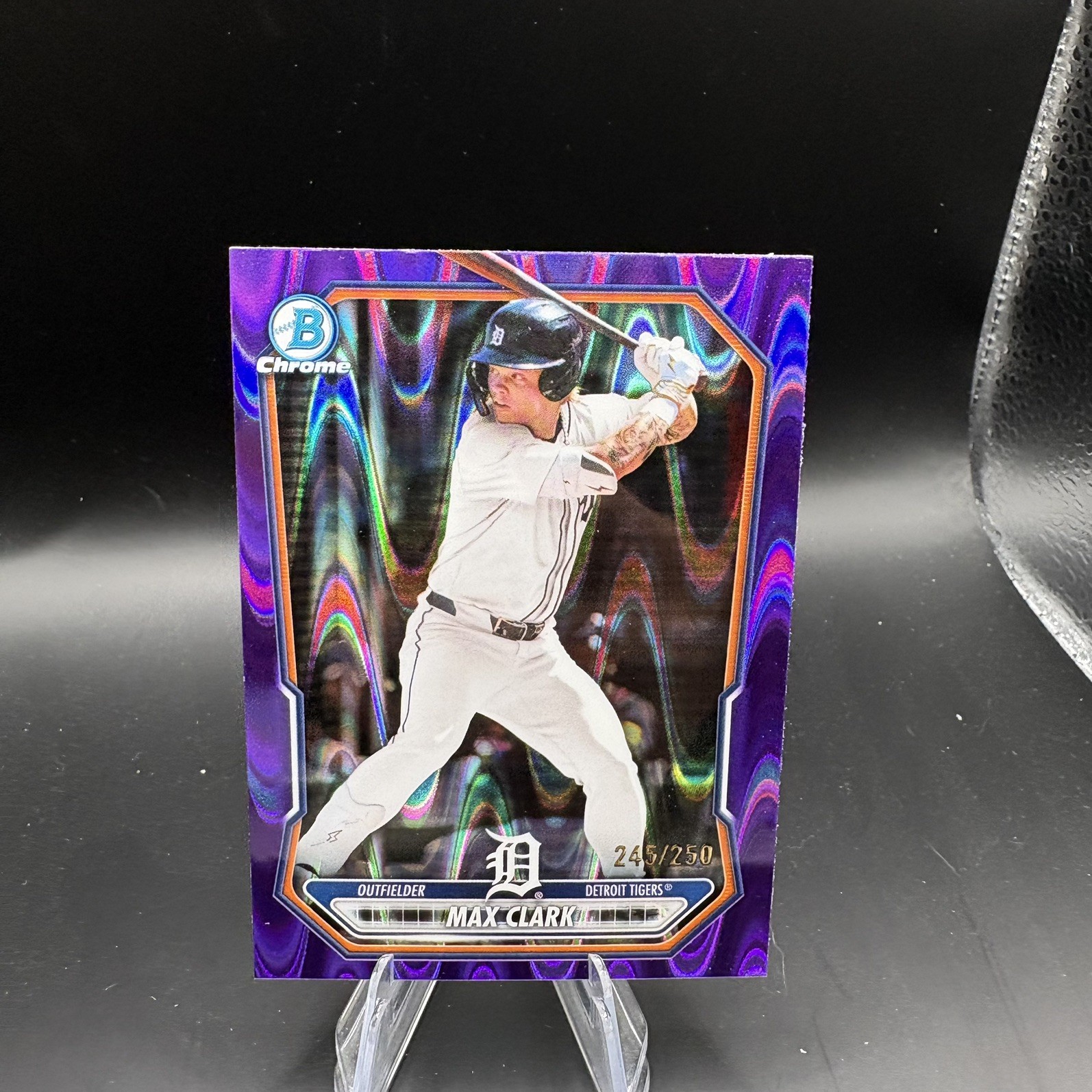 2026 Bowman Chrome Max Clark BCP-2 Max Clark Purple Raywave /250 Detroit Tigers