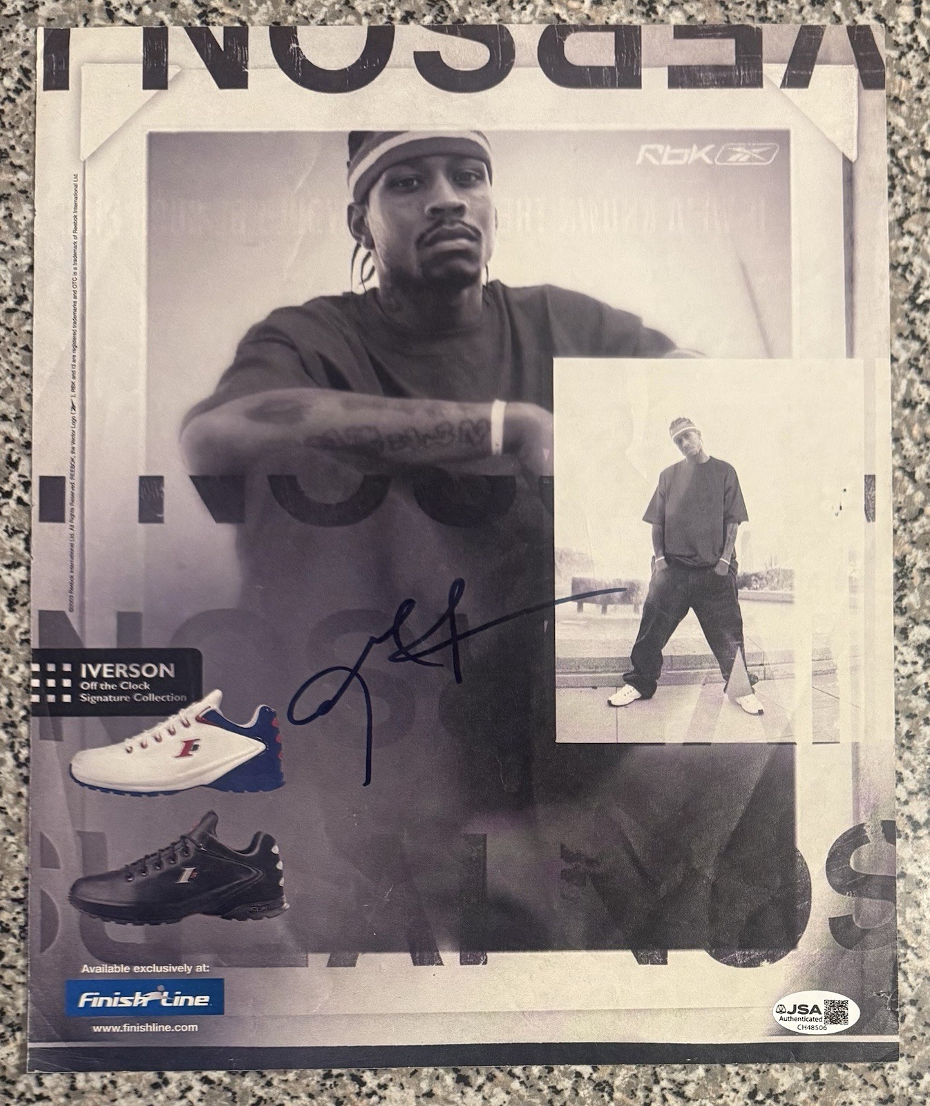 Allen Iverson Signed Reebok ESPN Magazine Ad JSA COA Philadelphia 76ers HOF Auto