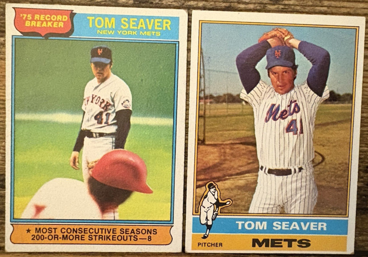 TOM SEAVER 1976 Topps LOT! #600 Record Breaker #5 New York Mets Reds HOF! EXMT