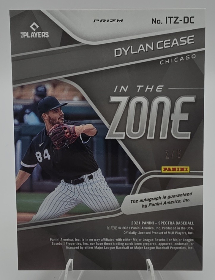 2021 Spectra Dylan Cease In The Zone Auto Neon Marble /5 Chicago White Sox