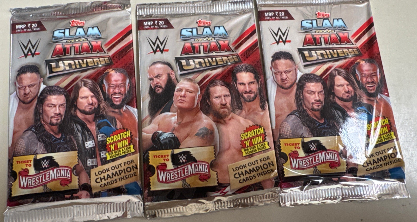 2019 WWE Topps Slam Attax 5 Card Packs – Lot Of 3 Sealed Packs Rhea Ripley RC