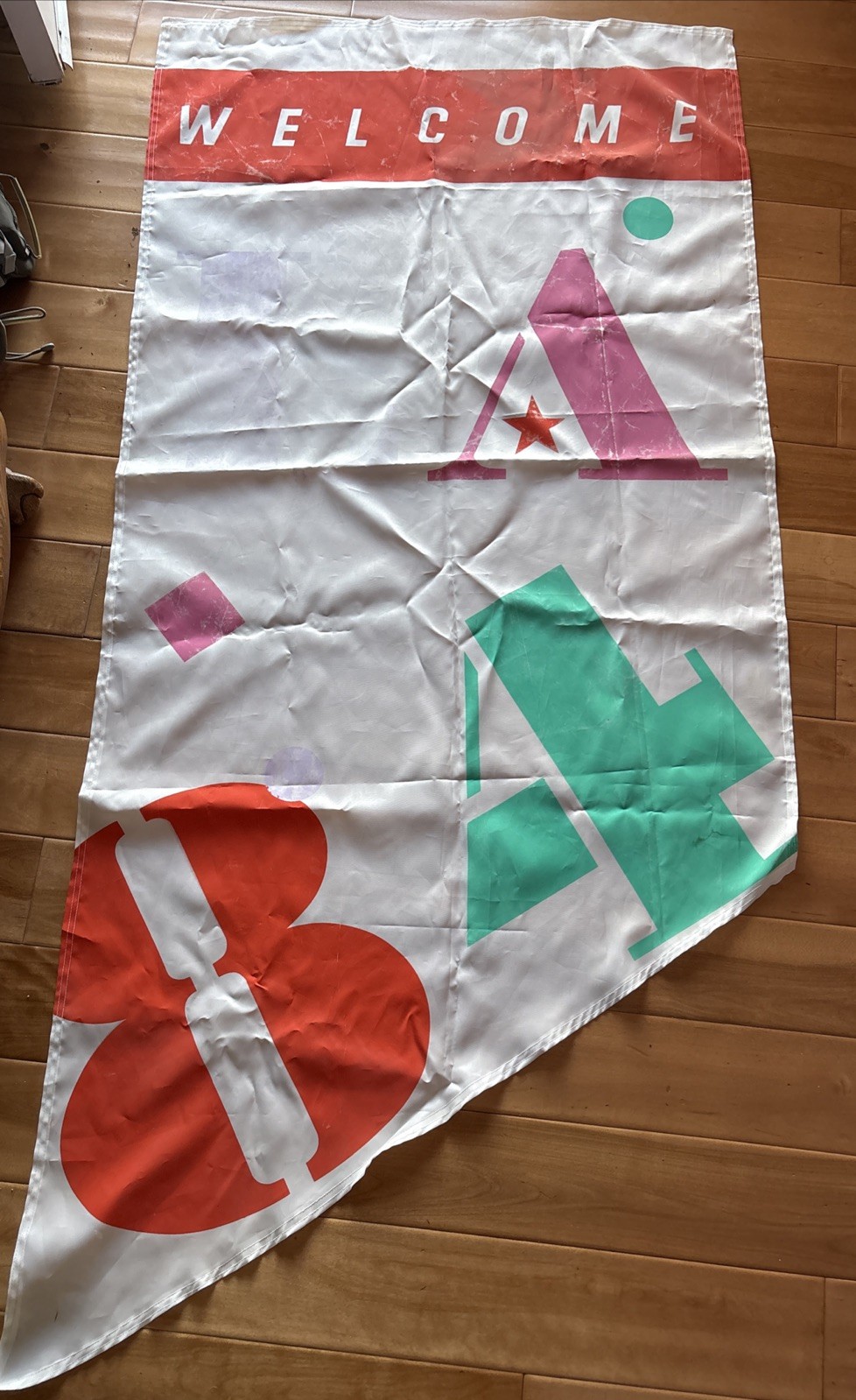 Vintage Original 1984 Los Angeles Olympic Games Street Welcome banner 70 x 32