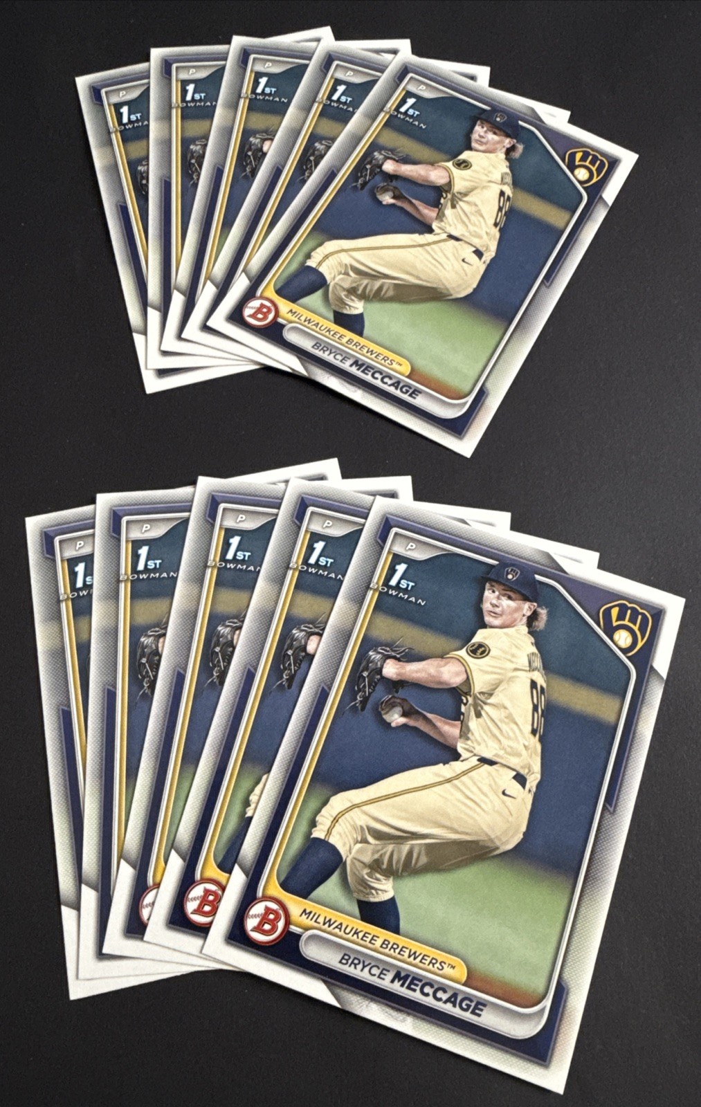2024 Bowman Draft Bryce Meccage 1st Bowman Paper 10 Card Lot Brewers #BD-94