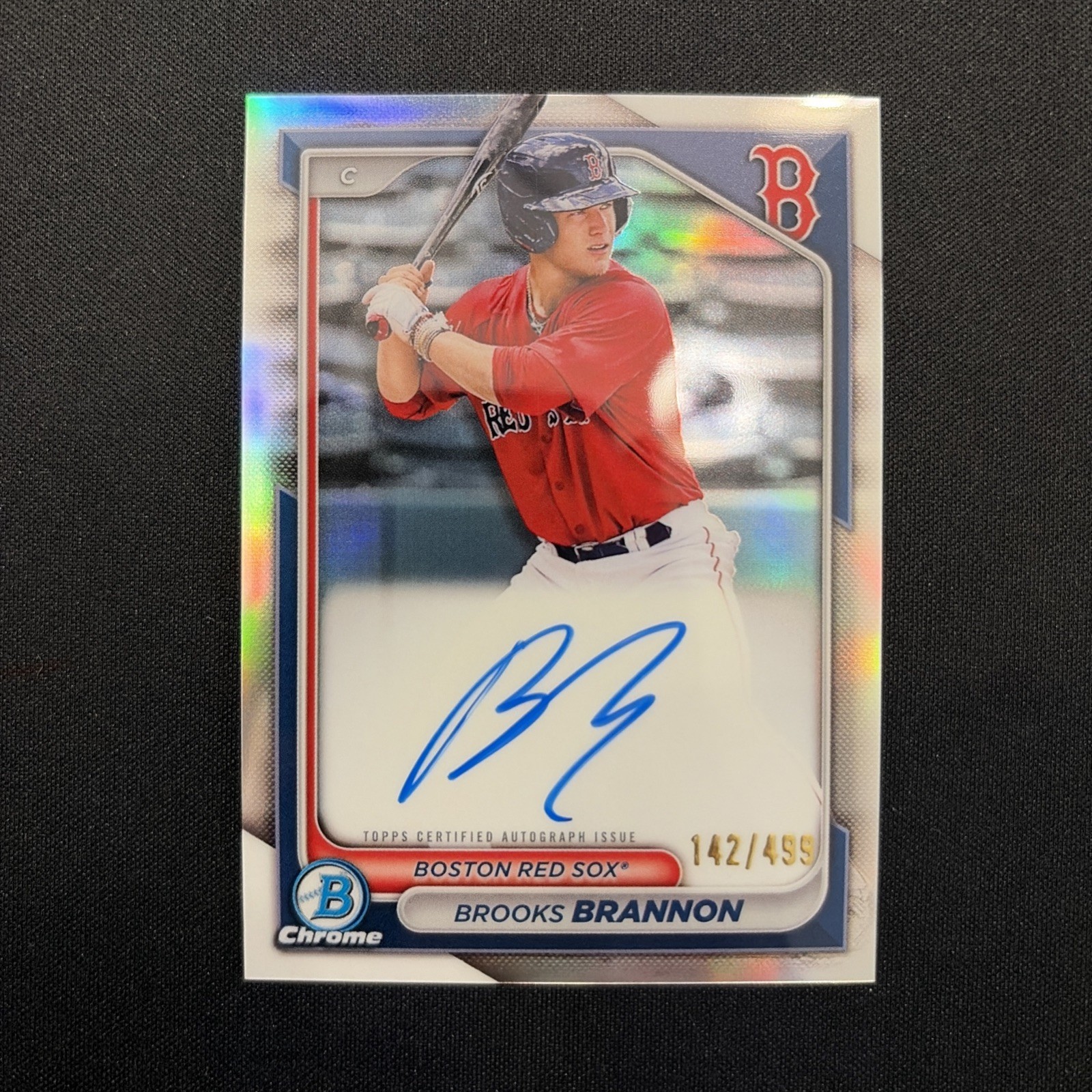 2024 Bowman Chrome Prospect Refractor /499 Brooks Brannon #CPA-BB Auto Red Sox