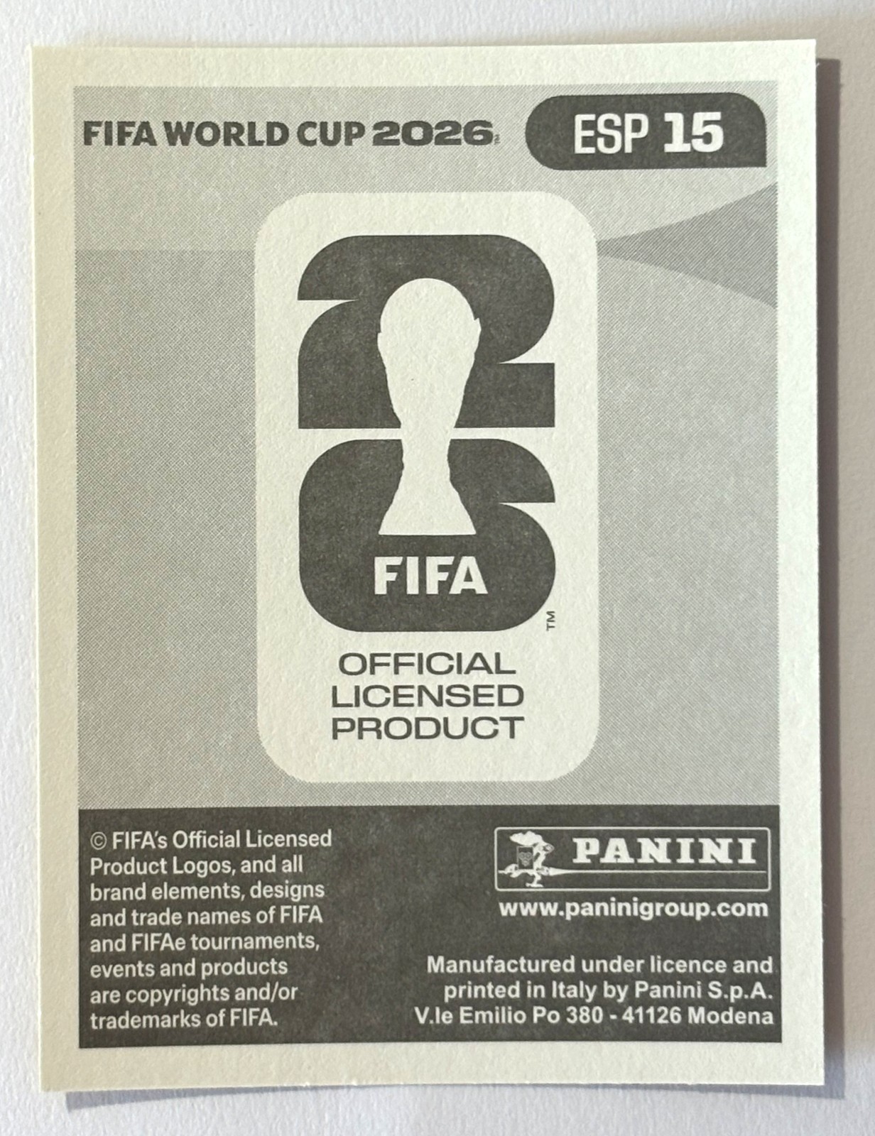 PANINI World Cup 2026 Gold Crumple Sticker ESP15 – Lamine Yamal