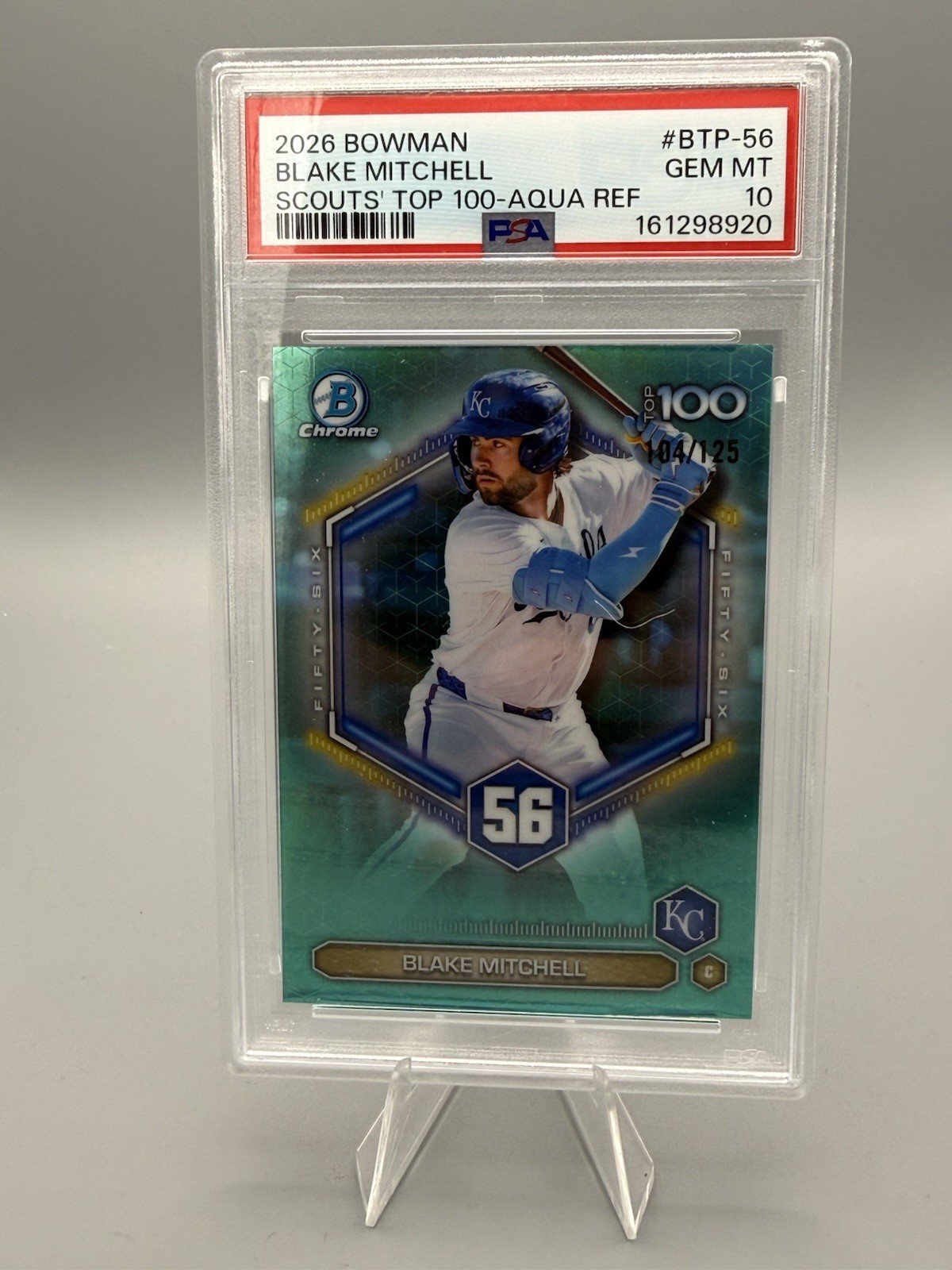 2026 Bowman Blake Mitchell Bowman Top 100 Insert Aqua /125 #BTP-56 PSA10
