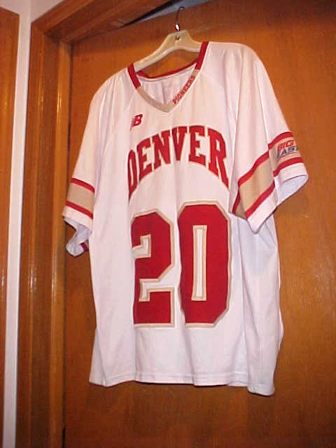 NEW SEWN AUTHENTIC DU Denver University Pioneers LAX Lacrosse Team Jersey, Large