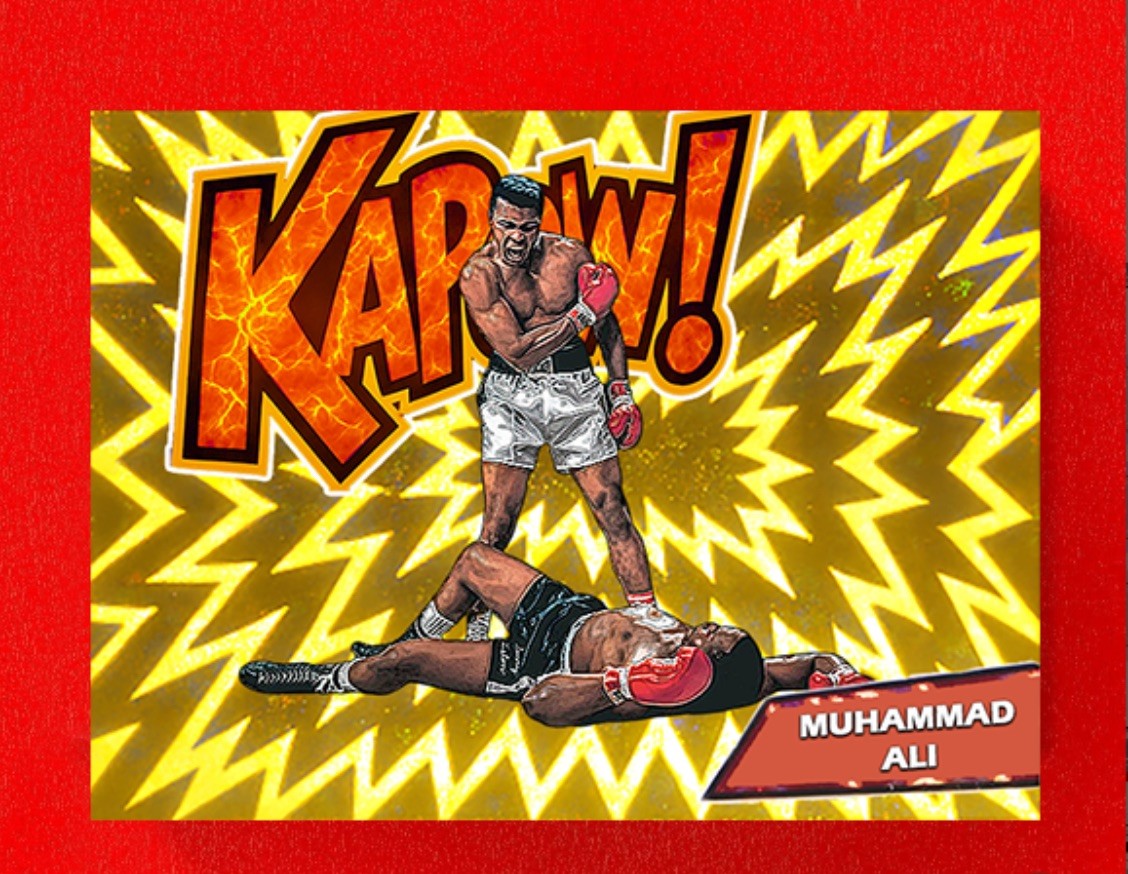 Limited 2025 Muhammad Ali Knocks Down Sonny Liston Gold Kapow Original Art Card