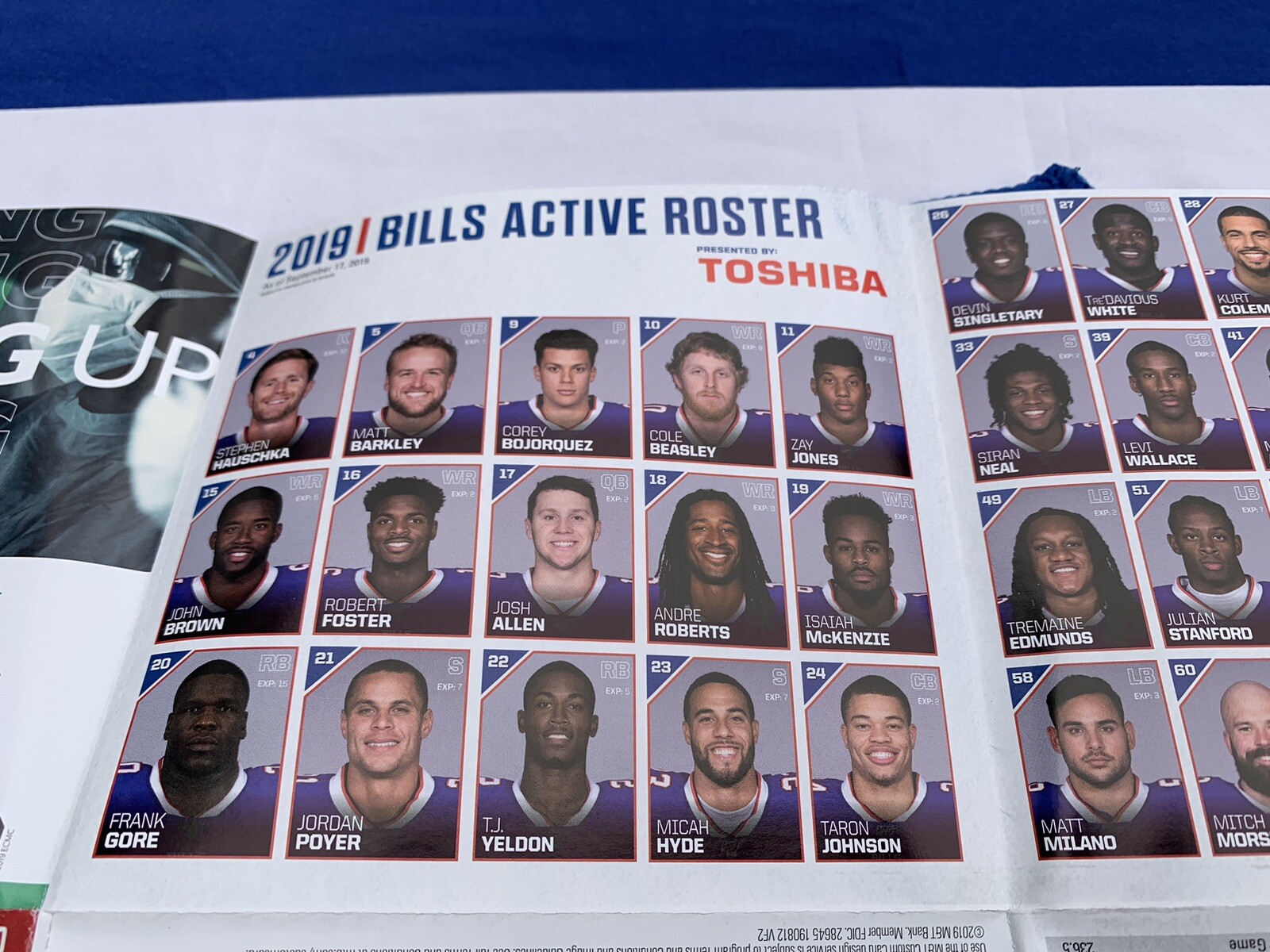 Sept 22 2019 Buffalo Bills Cincinnati Bengals Game Day Program 60 Year Towel MVP