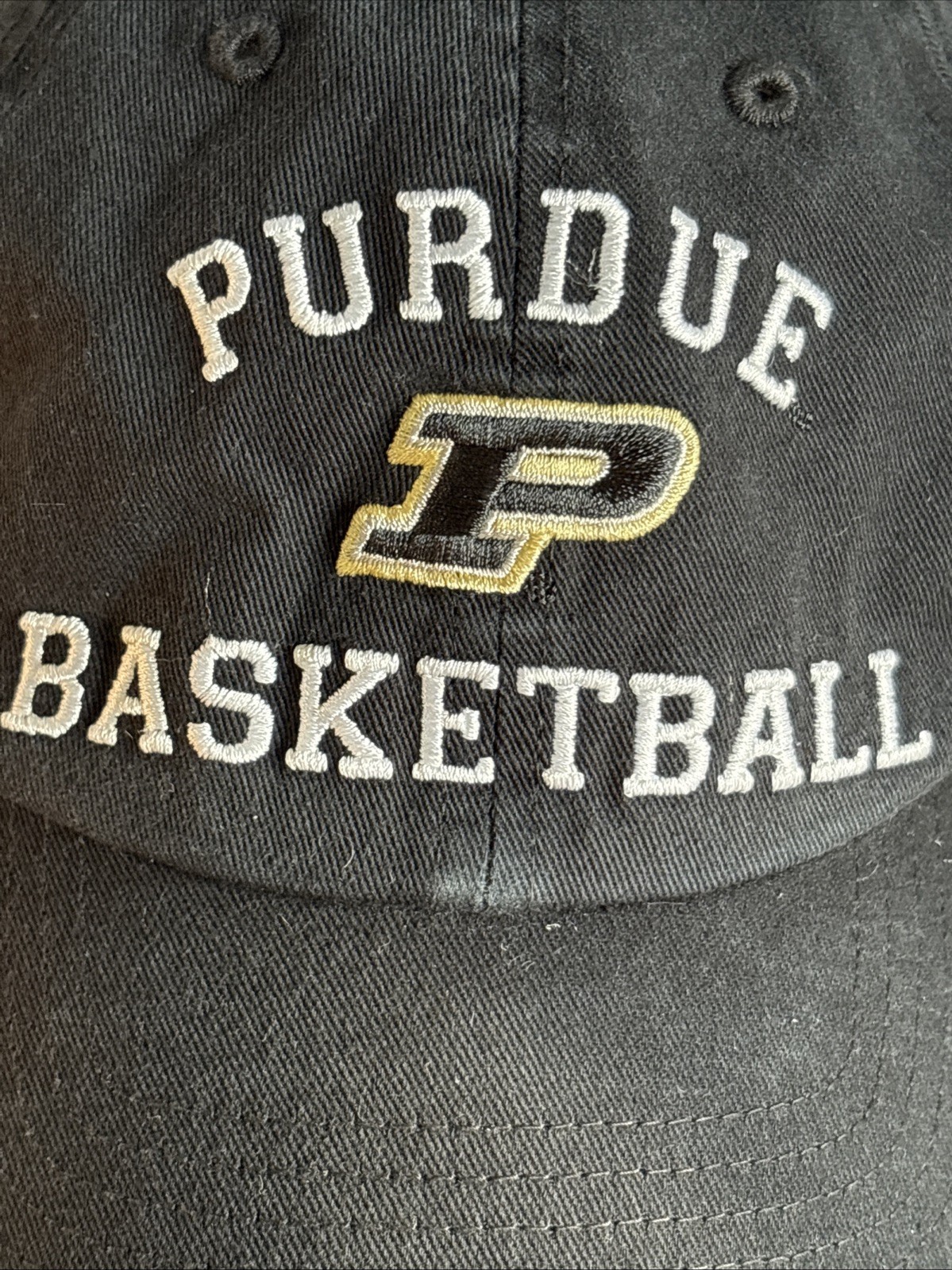 Purdue Boilermakers Black Basketball Cap Embroidered P Logo Adjustable Strap