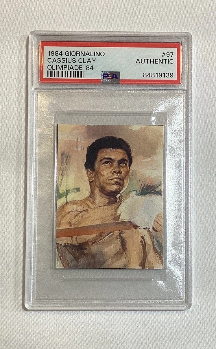 CASSIUS CLAY MUHAMMAD ALI 1984 GIORNALINO OLIMPIADE 84 CARD #97 PSA
