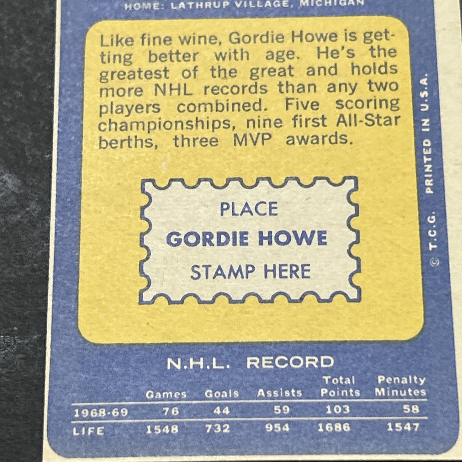 1969-70 Topps Set-Break # 61 Gordie Howe EX-EXMINT