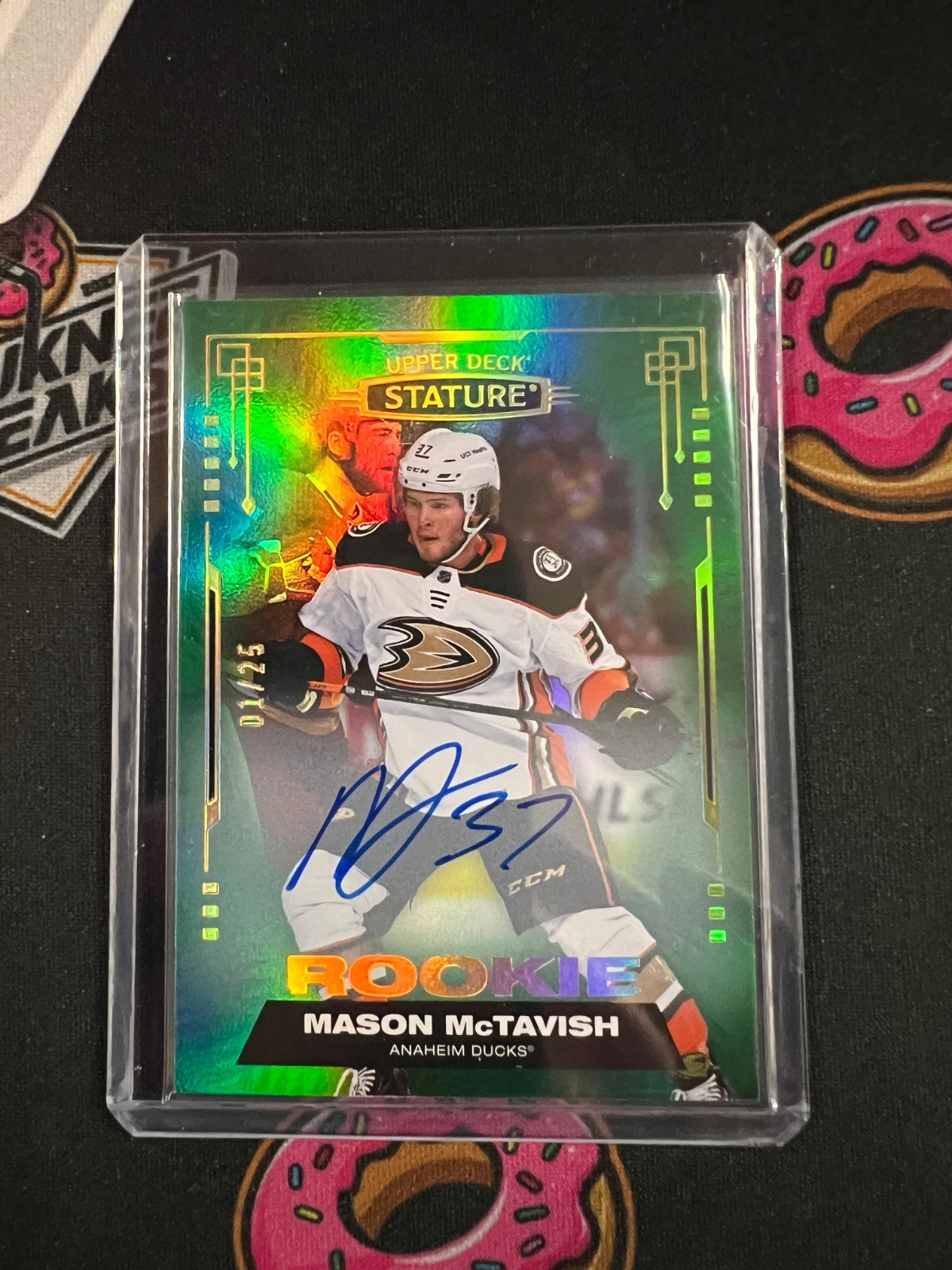 2021/22 UD Stature Green Rookie RC Auto Autograph Mason McTavish /25