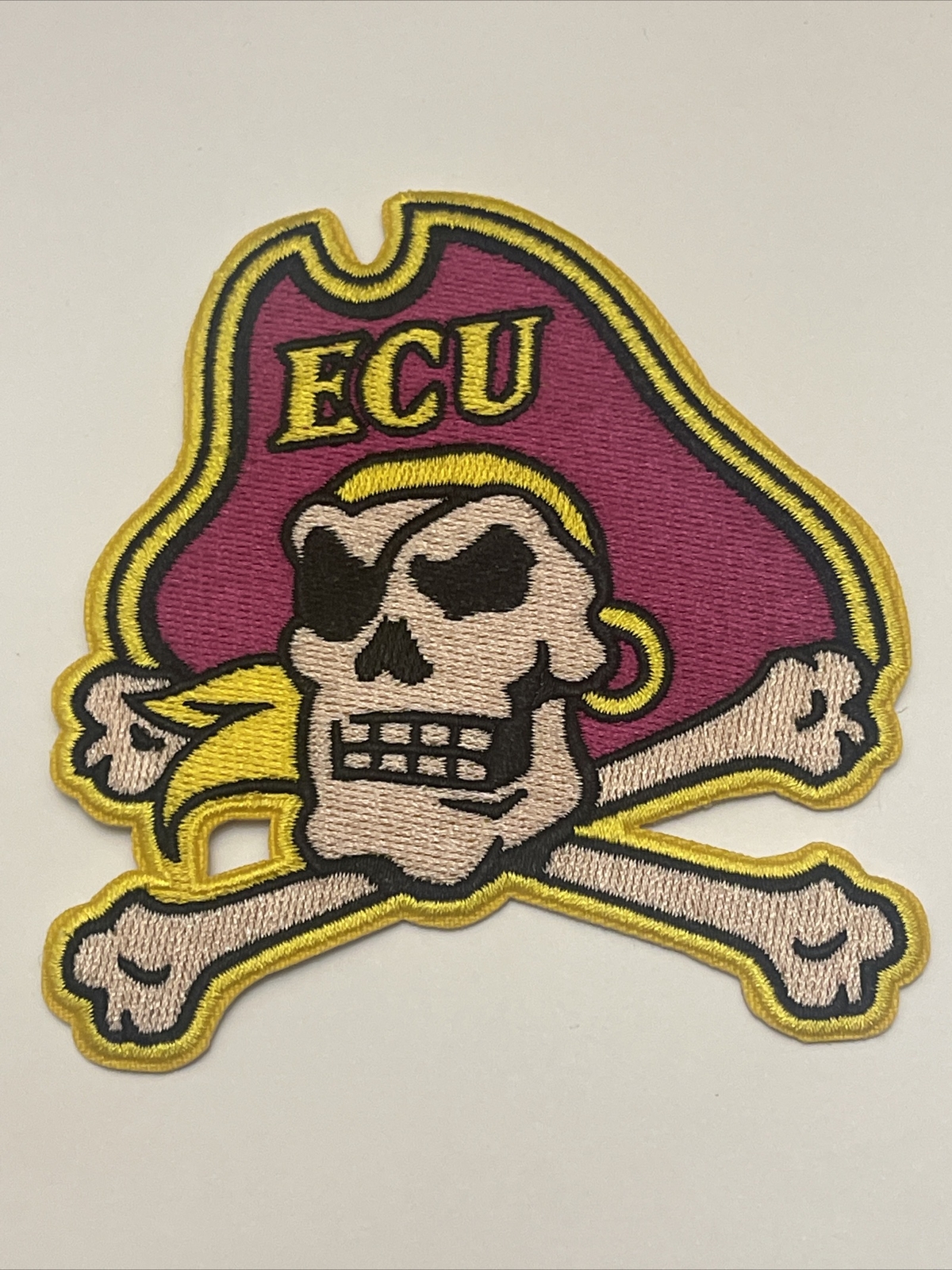 ECU East Carolina Pirates Vintage Embroidered Iron On Patch AWESOME 4” X 3.5”
