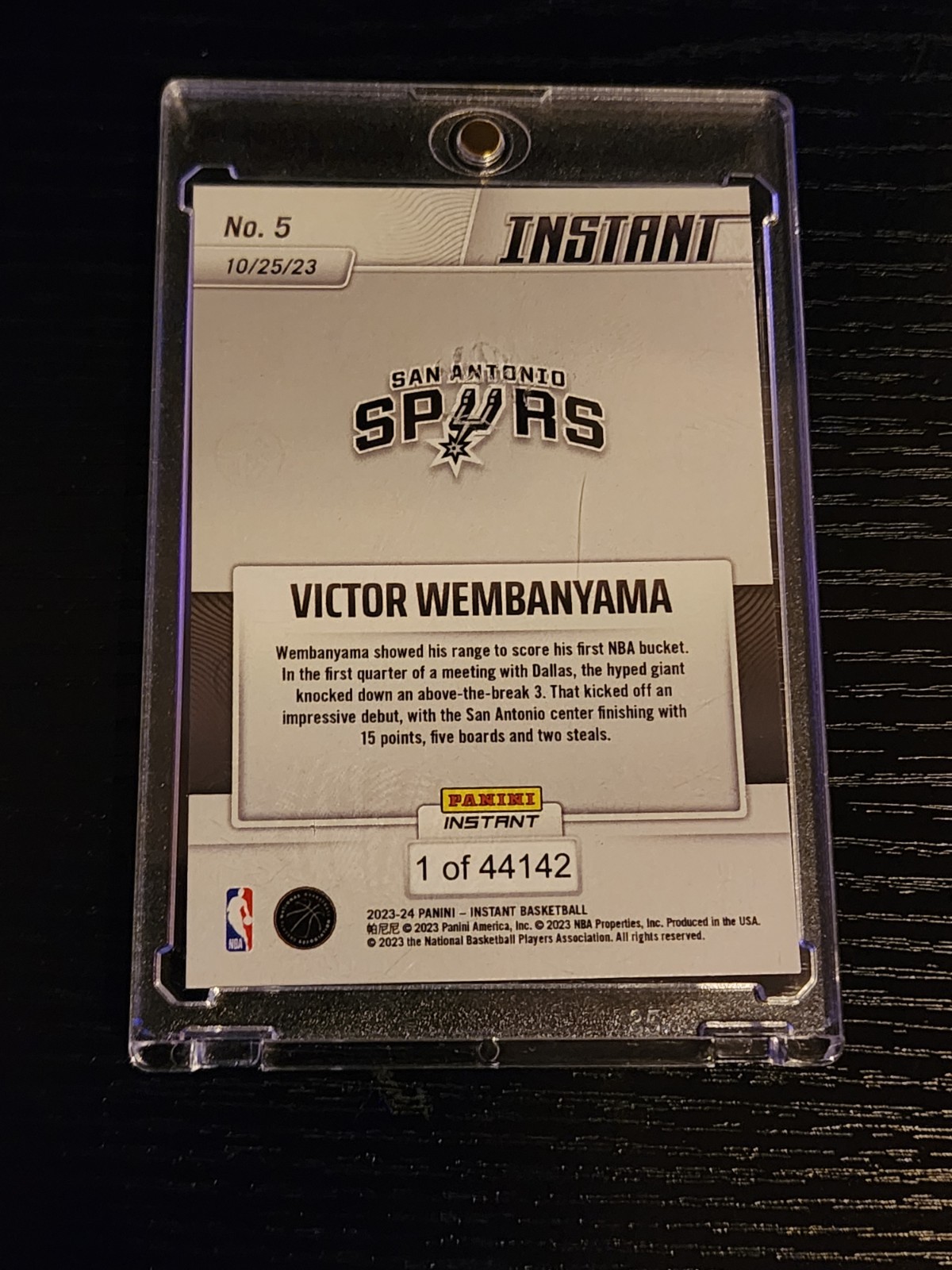 Victor Wembanyama RC Panini Instant Rookie Spurs Card