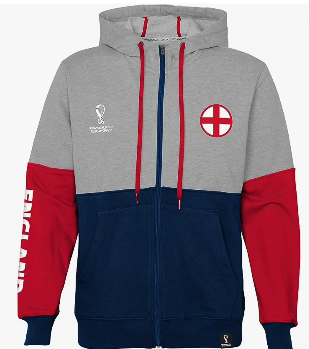 Outerstuff Men’s FIFA World Cup Zip Up Hoodie, England, Large NWT