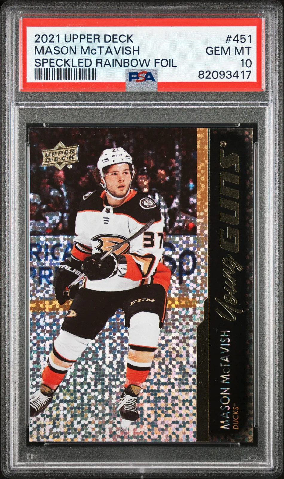 2021-2022 Upper Deck Mason Mctavish Speckled Rainbow Young Guns Rookie PSA 10