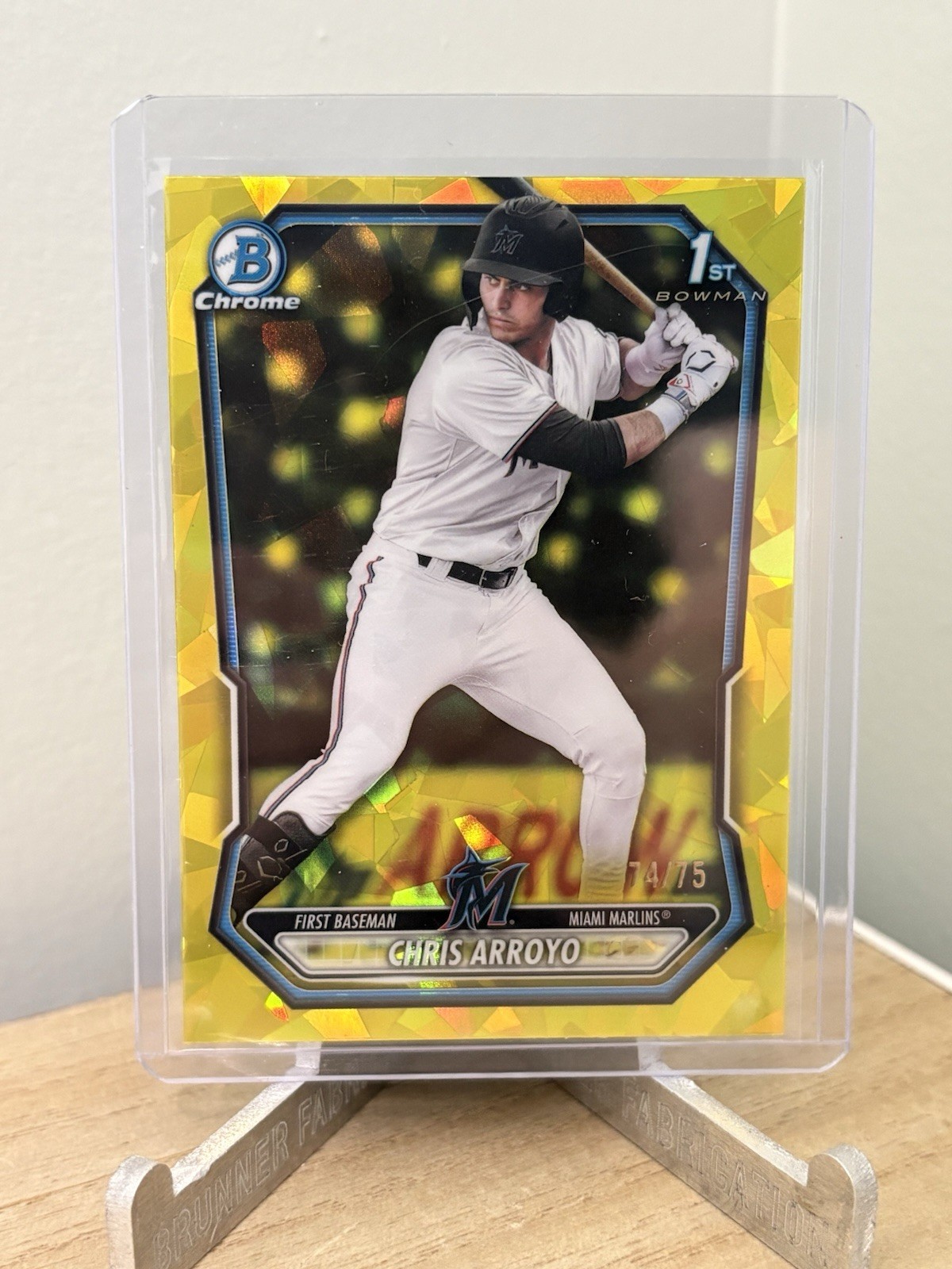 2026 Bowman Sapphire Chris Arroyo 1st #BCP-61 Yellow Refractor /75 Marlins 1st