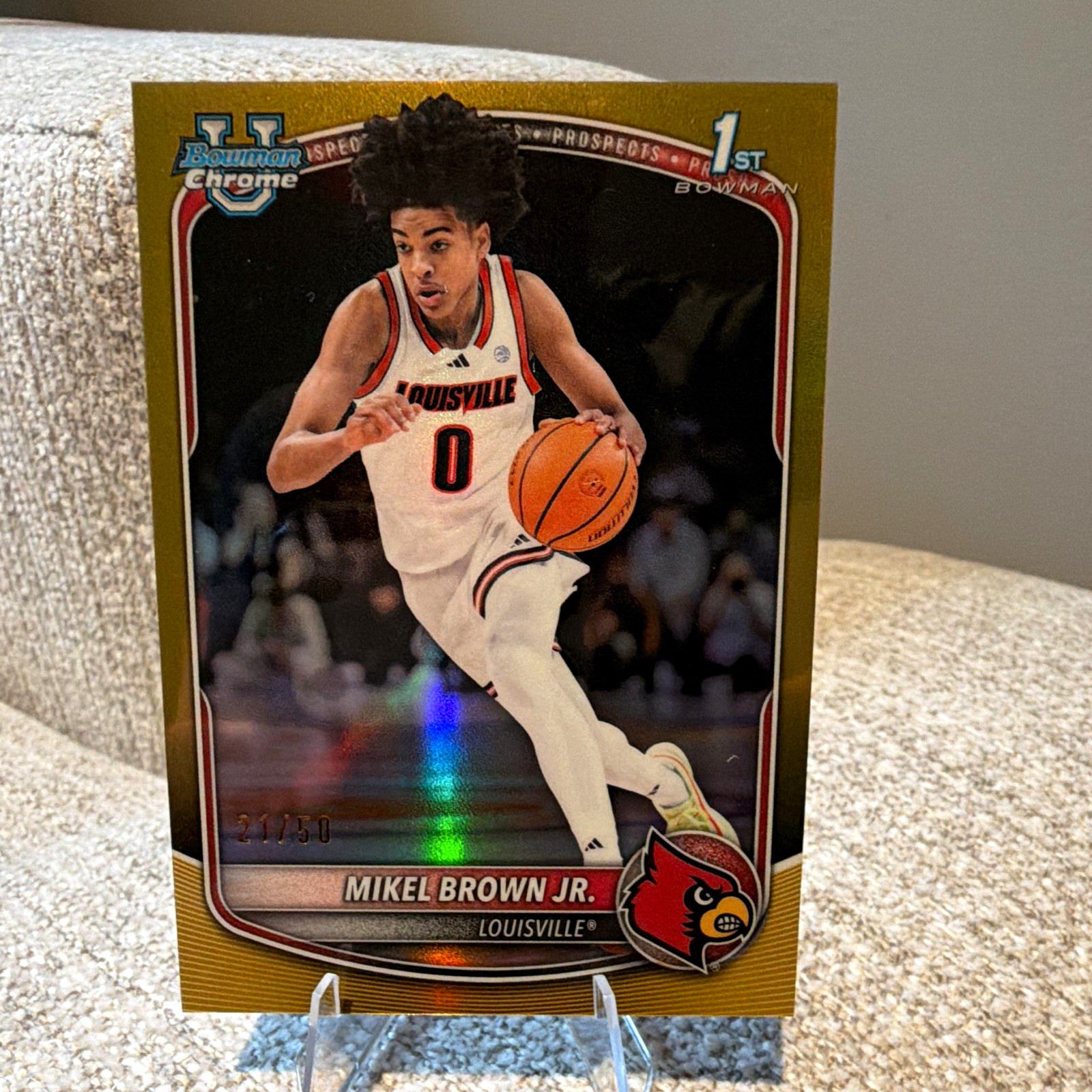 Topps Bowman Chrome Mikel Brown Jr. Louisville 1st Bowman Prospects Gold /50