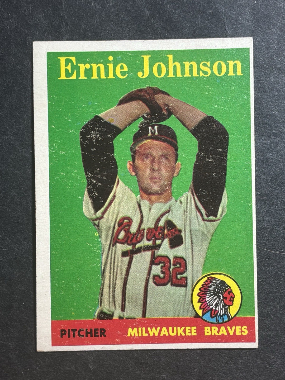 1958 Topps Ernie Johnson 78 Ex-Mt/NM Rarer Yellow Name Variation Glossy B5