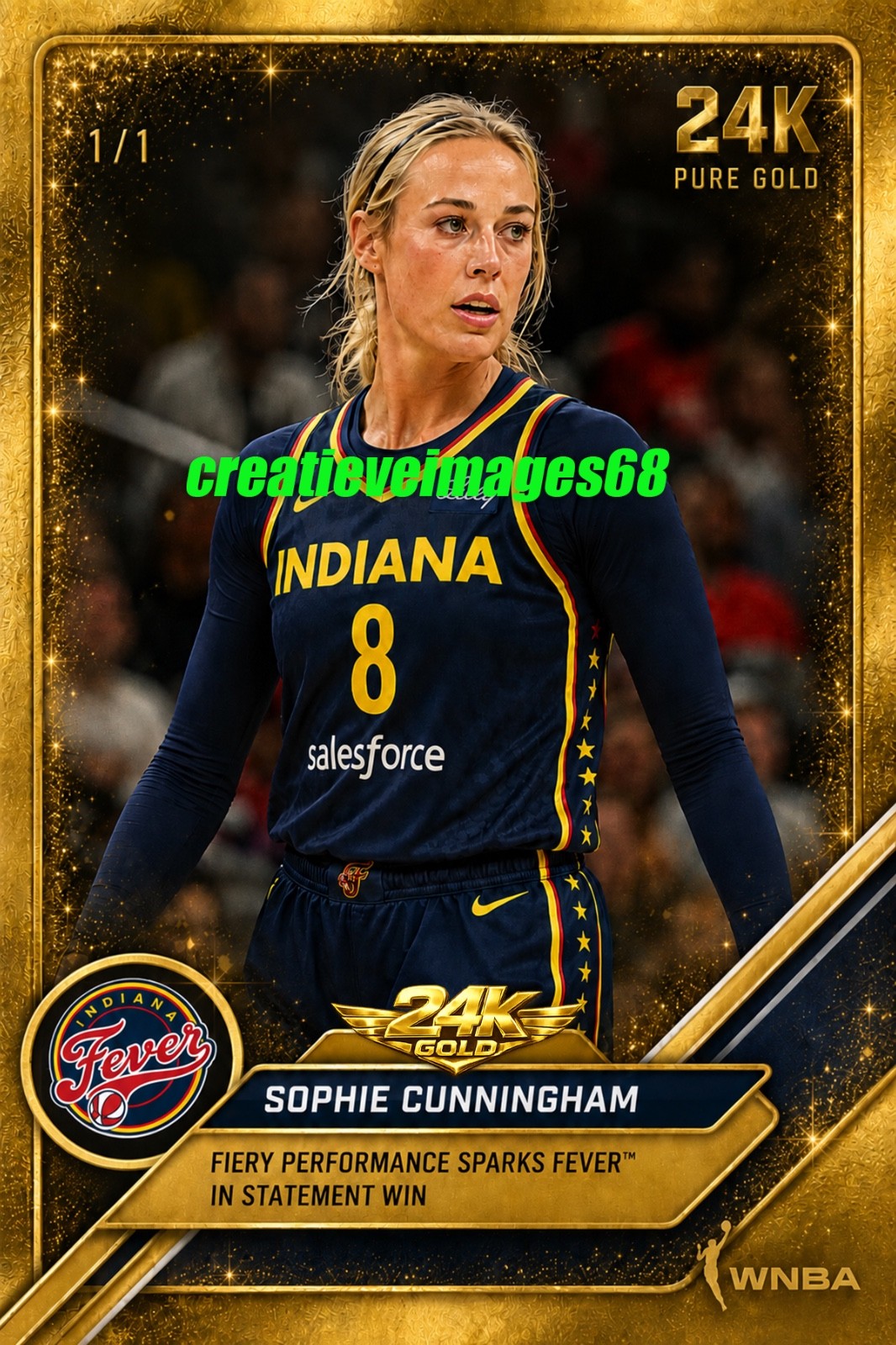 Sophie Cunningham WNBA Indiana Fever 4×6 PHOTO Custom 24K PURE Gold Photo