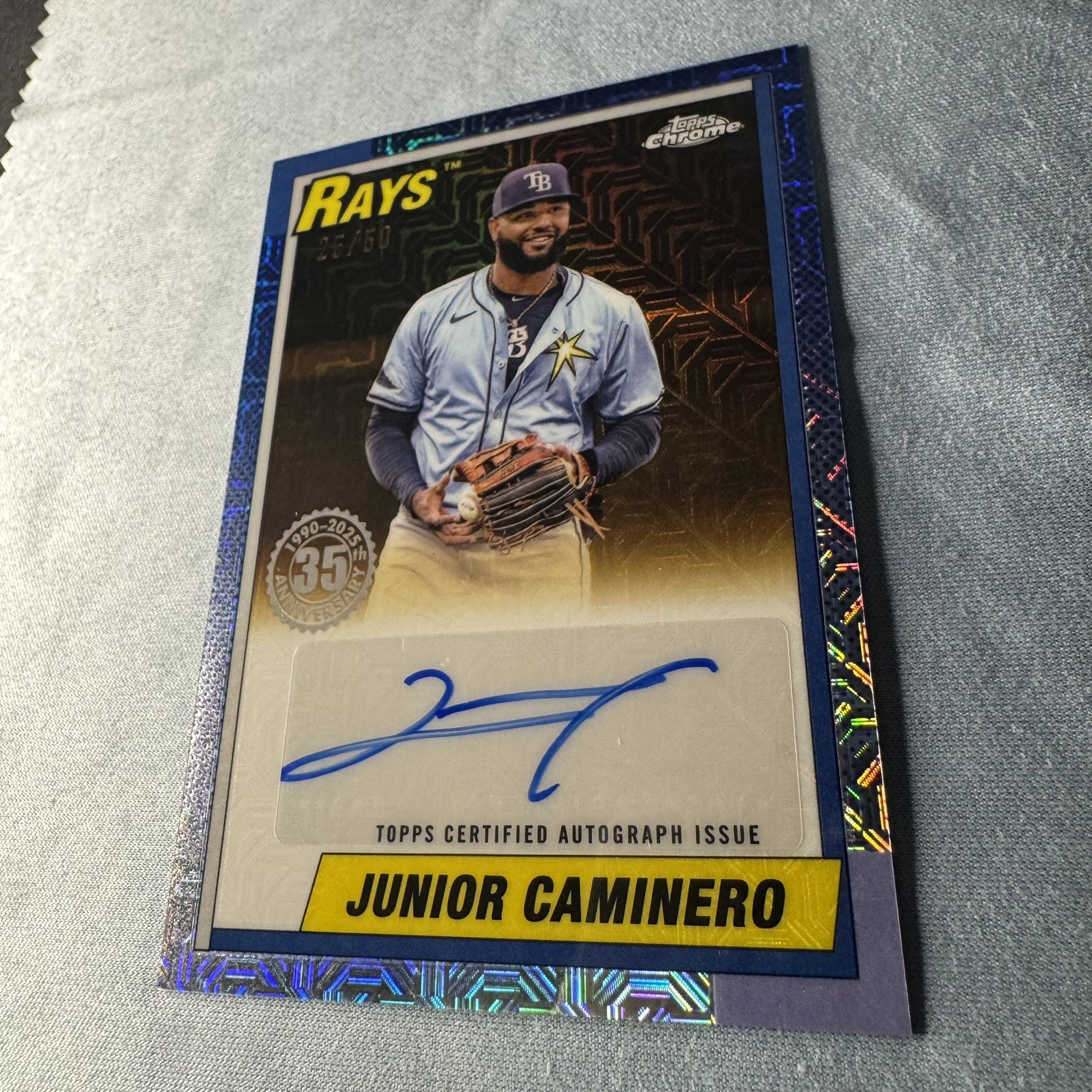 2025 Topps Chrome 35th Anniversary Junior Caminero Mojo Auto /50 Tampa Bay Rays