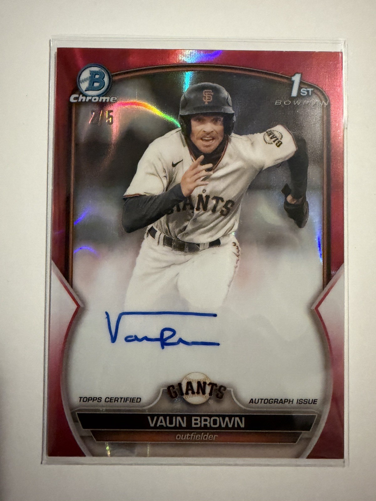 2023 Bowman Chrome Vaun Brown Red Lava Refractor 1st Prospect Auto #2/5