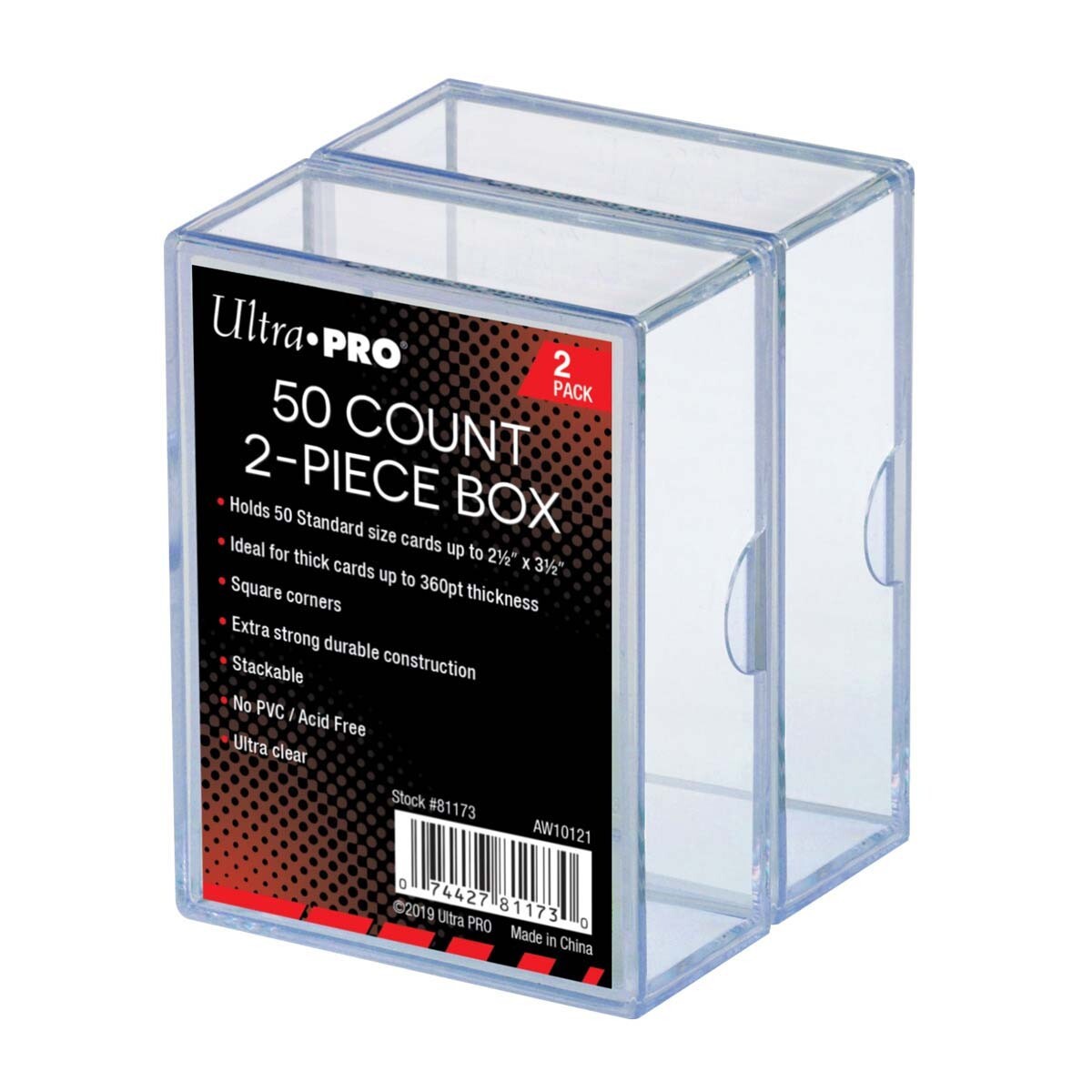 [2-Pack] Ultra Pro 2 Piece Plastic Card Storage Box (50 Count Size) Slider Box