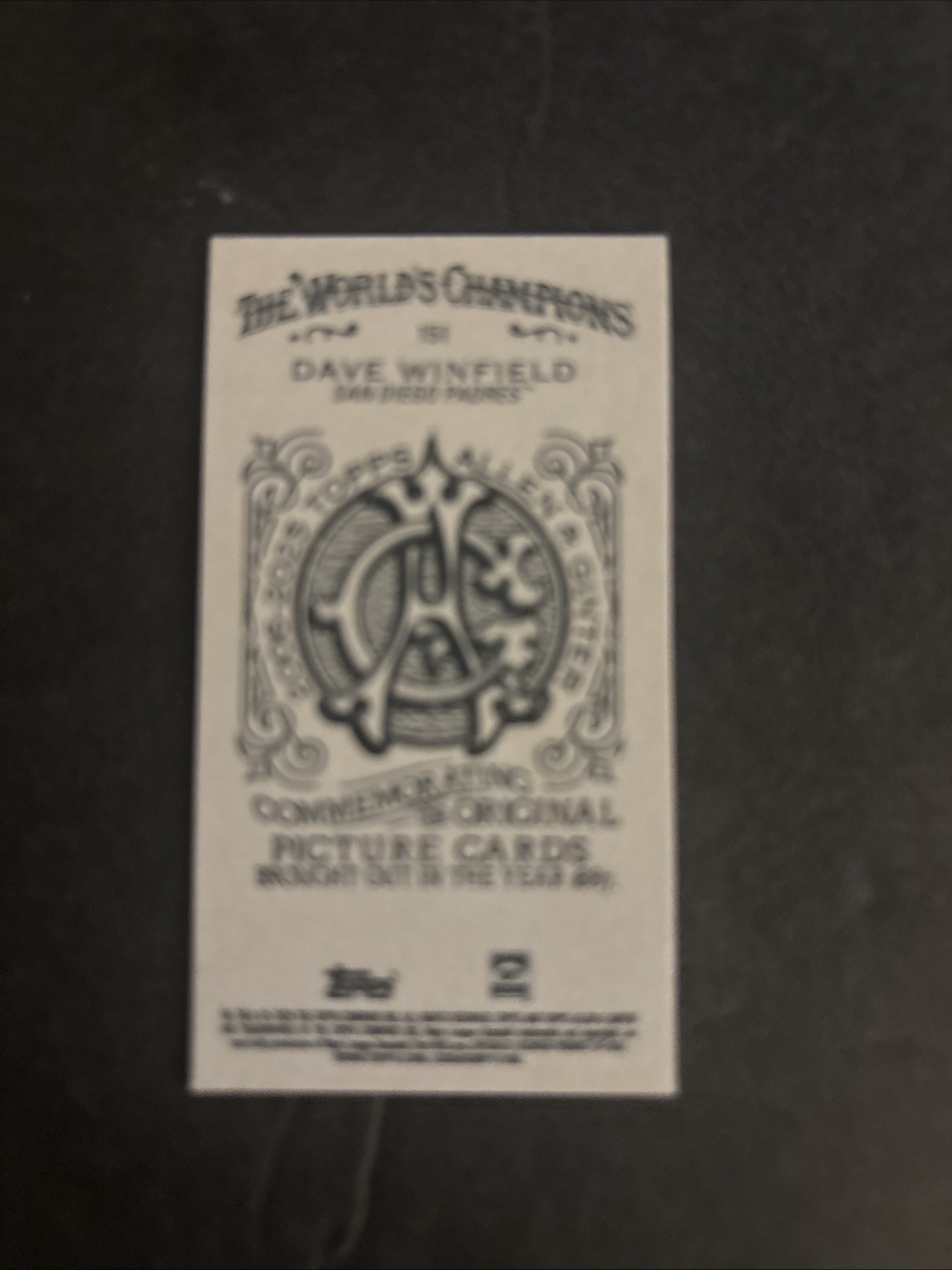2025 Topps Allen & Ginter – Dave Winfield #151 Mini A&G Back