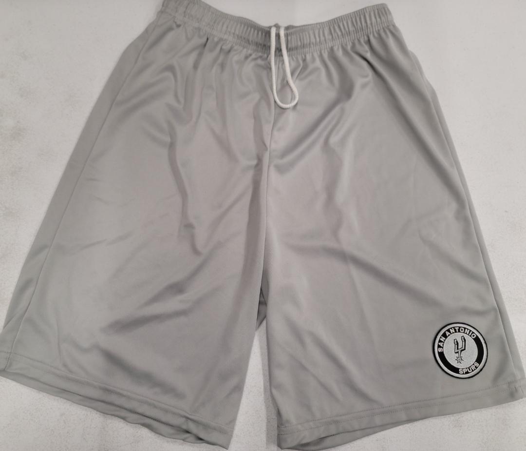 0725 NBA Team Apparel SAN ANTONIO SPURS Polyester Basketball SHORTS Black Silver