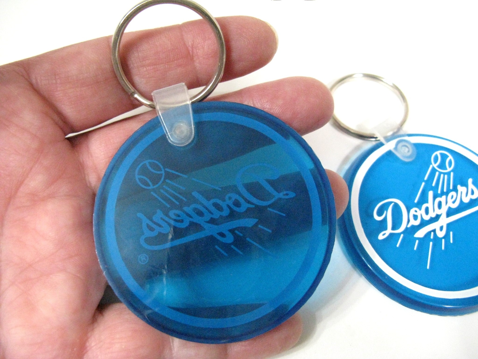 Los Angeles Dodgers Baseball 2 Vintage Keychains Transparent Blue Rubber Vinyl