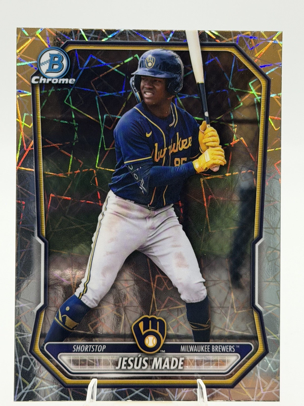 Jesus Made 2026 Bowman Chrome Prospects Lazer Refractor #BCP245 Brewers L2