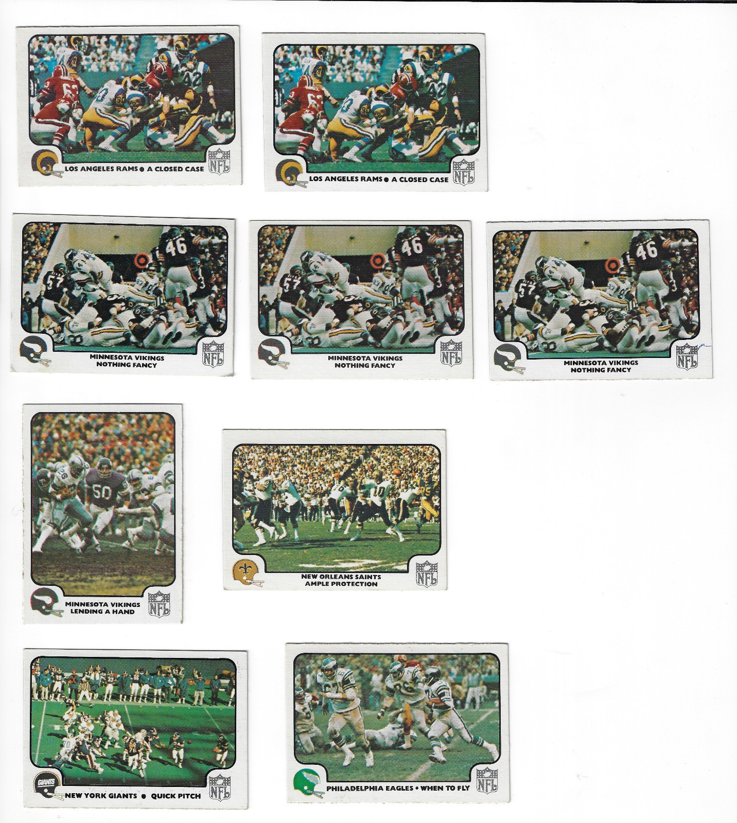 1977 Fleer NFL Team Action Football (1-67) Pick Your Cards, EXCELLENT