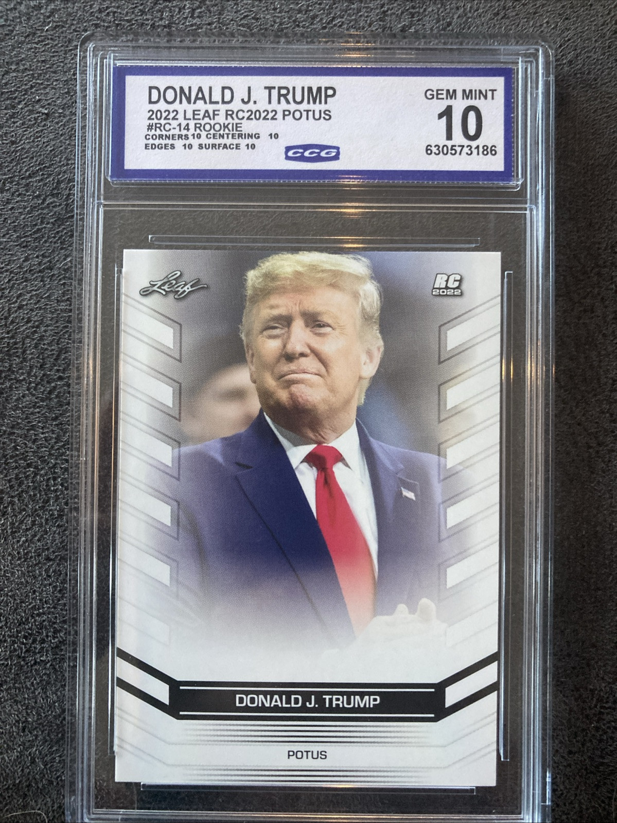 2022 Leaf Special release Rookie RC “POTUS” Donald J Trump RC-14 CCG GEM MINT 10