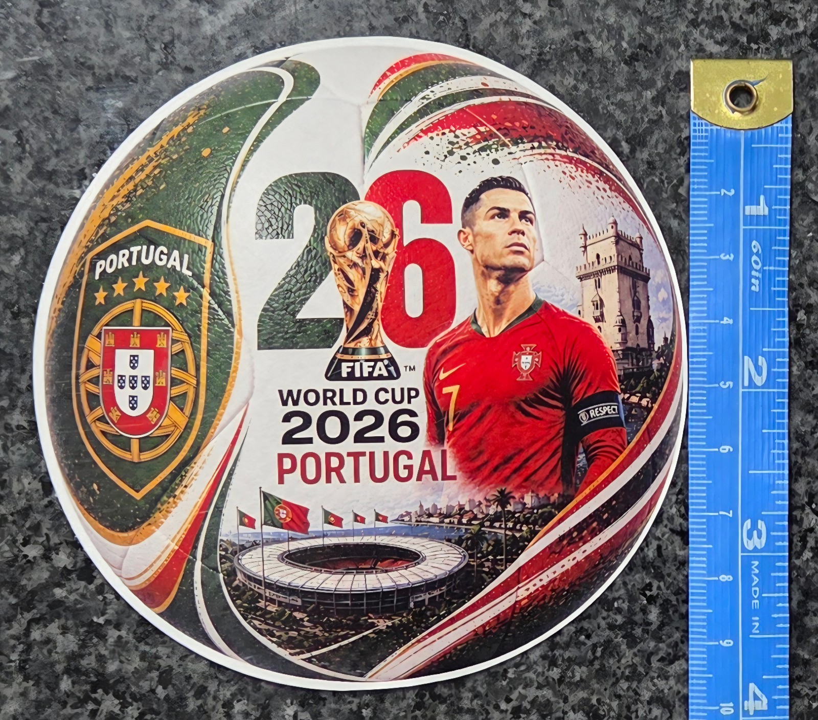 2026 FIFA World Cup Portugal Soccer Ball Decal / Sticker Water Resistant UV Lami
