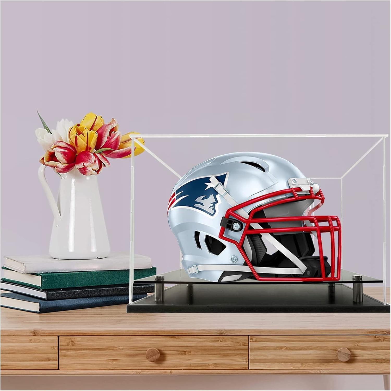 High Transparency Dustproof Football Helmet Display Case – 14.2x11x12.6 Inches