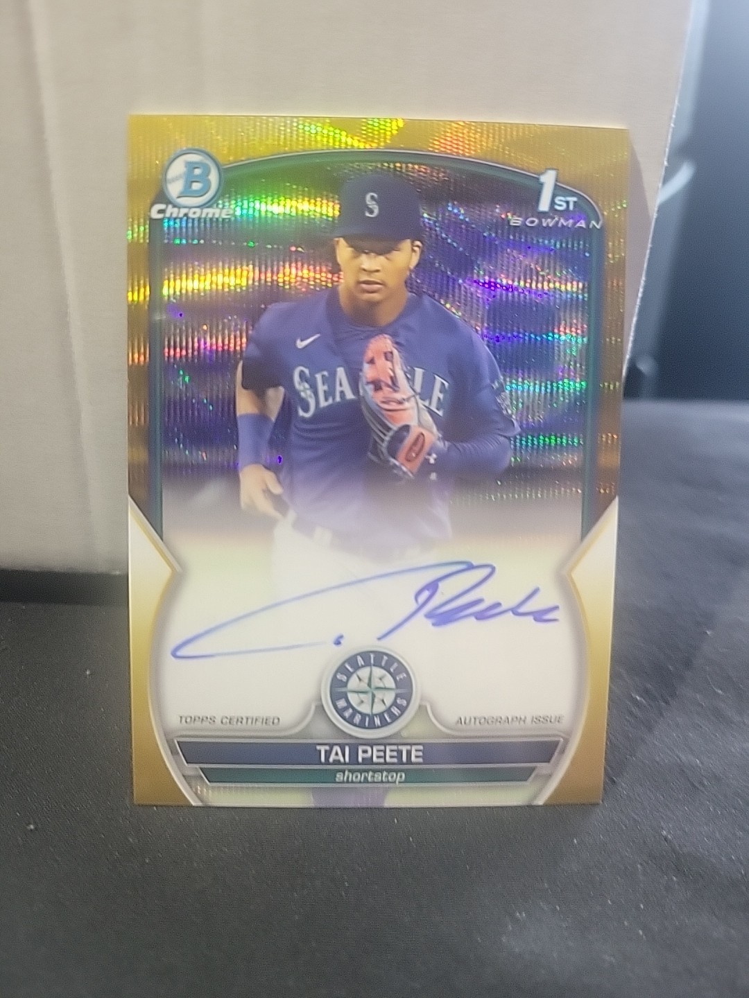 🐦‍🔥 2023 Bowman Draft Chrome Prospect Auto Tai Peete #CDA-TP Gold Wave #22/50