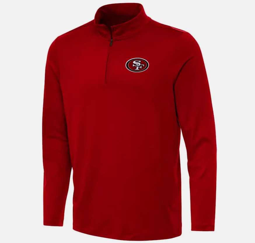 Official NFL San Francisco 49ers Red Sweater Long Sleeve Quarter Zip SMALL – 5XL