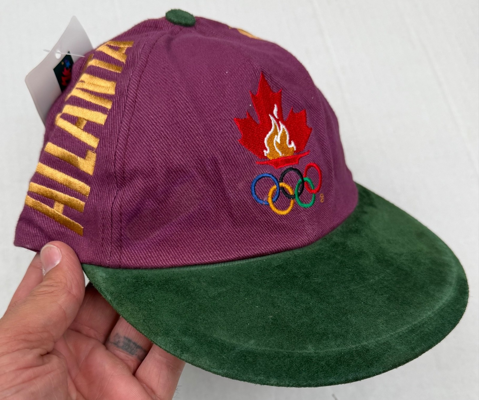 NWT Vintage Team Canada Hat 1996 Atlanta Olympics Spell Out Suede Paisley