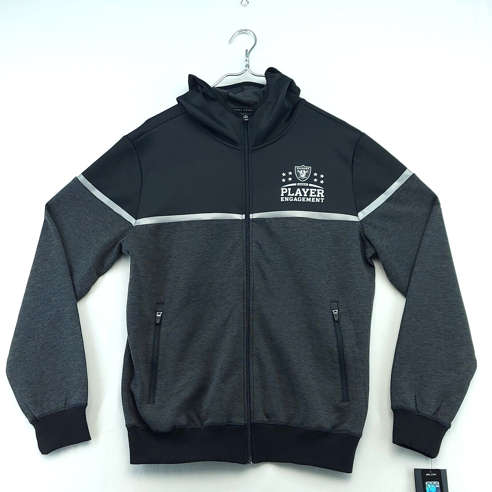 NWT $120 Raiders Men’s Med. 42″ Chest, MSX Michael Strahan Black Zip Hoodie