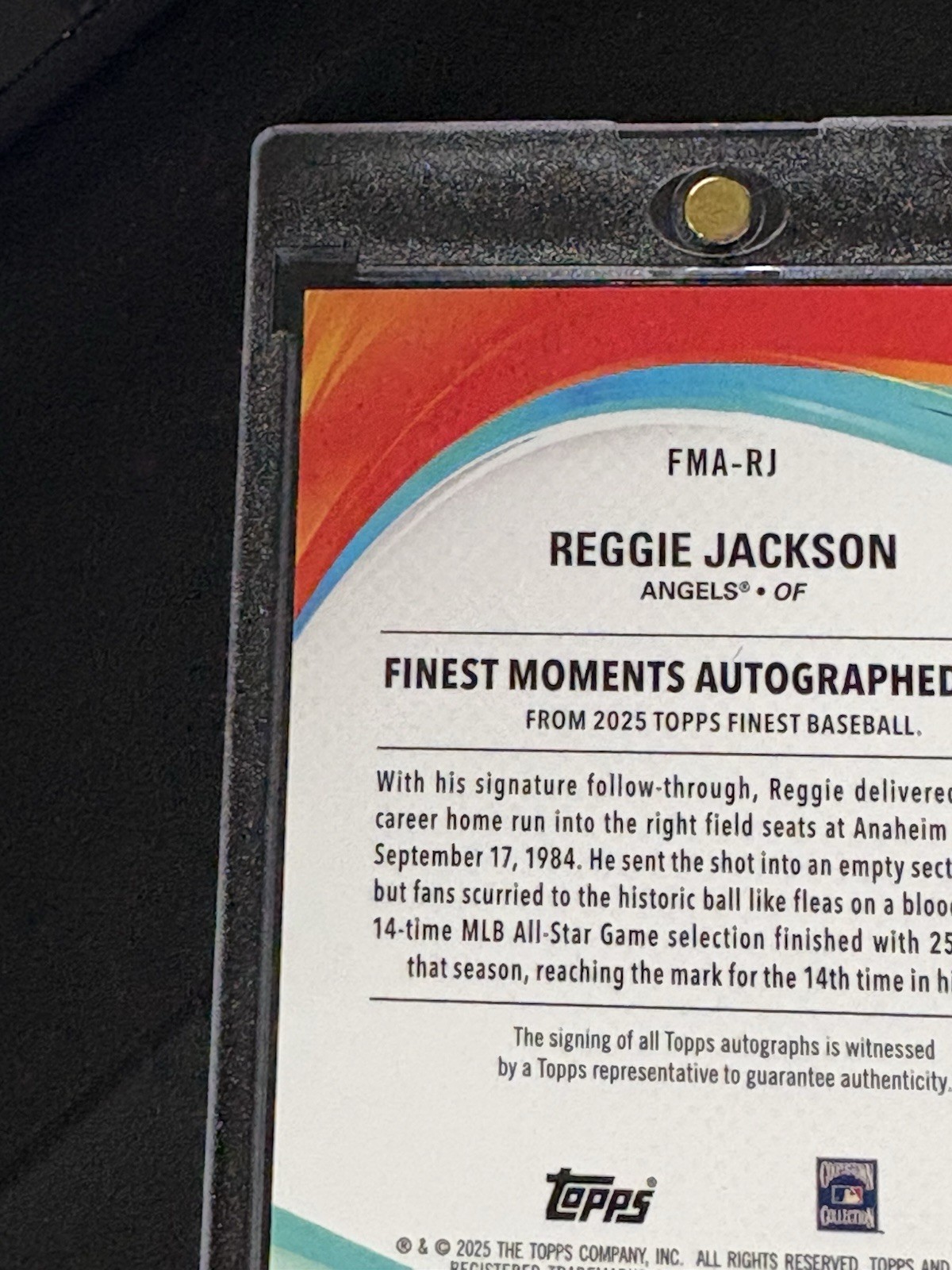 2025 Topps Finest Reggie Jackson Finest Moments Green Auto /75 Angels