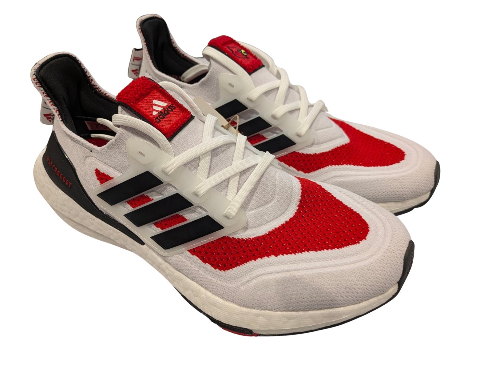 Adidas White/Black/Red NCAA Louisville Cardinals Ultraboost 21 Size Mens 9 GY042