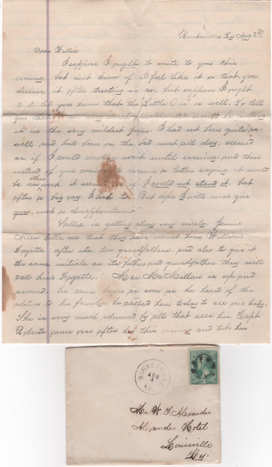Burkesville Kentucky Postal History Envelope and Letter