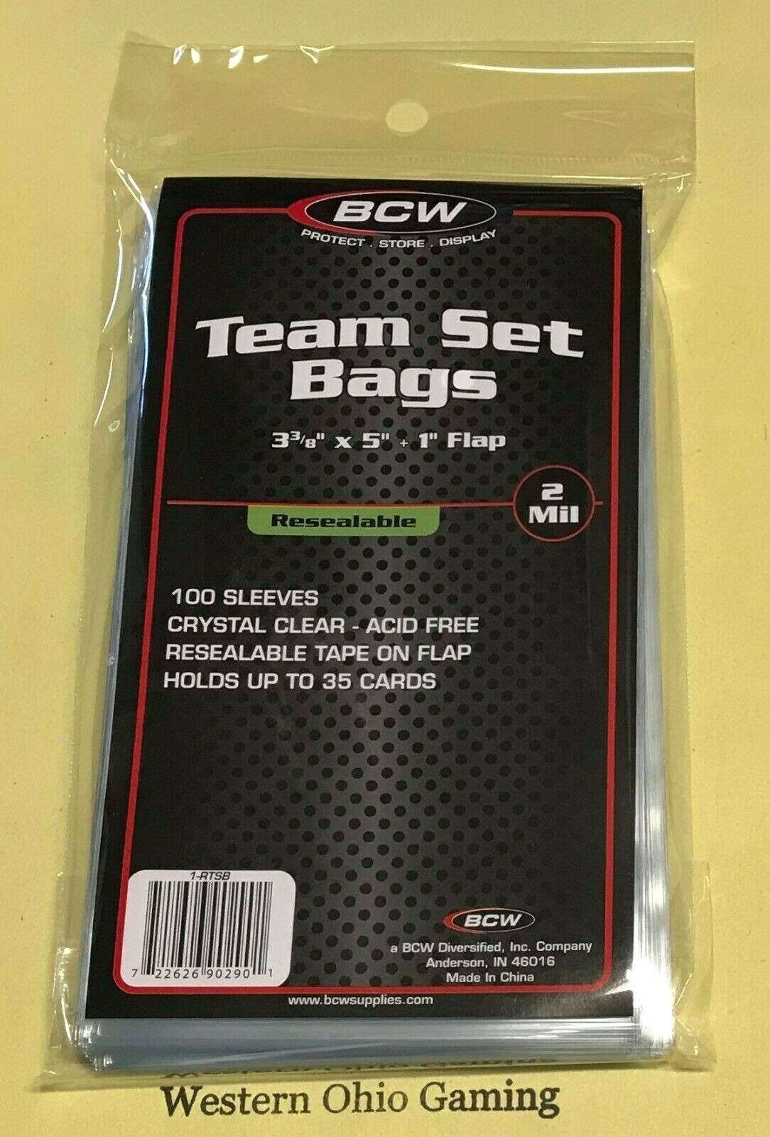BCW Team Set Bags NEW 100 Resealable Sports Card Protect Holder Sleeves Display