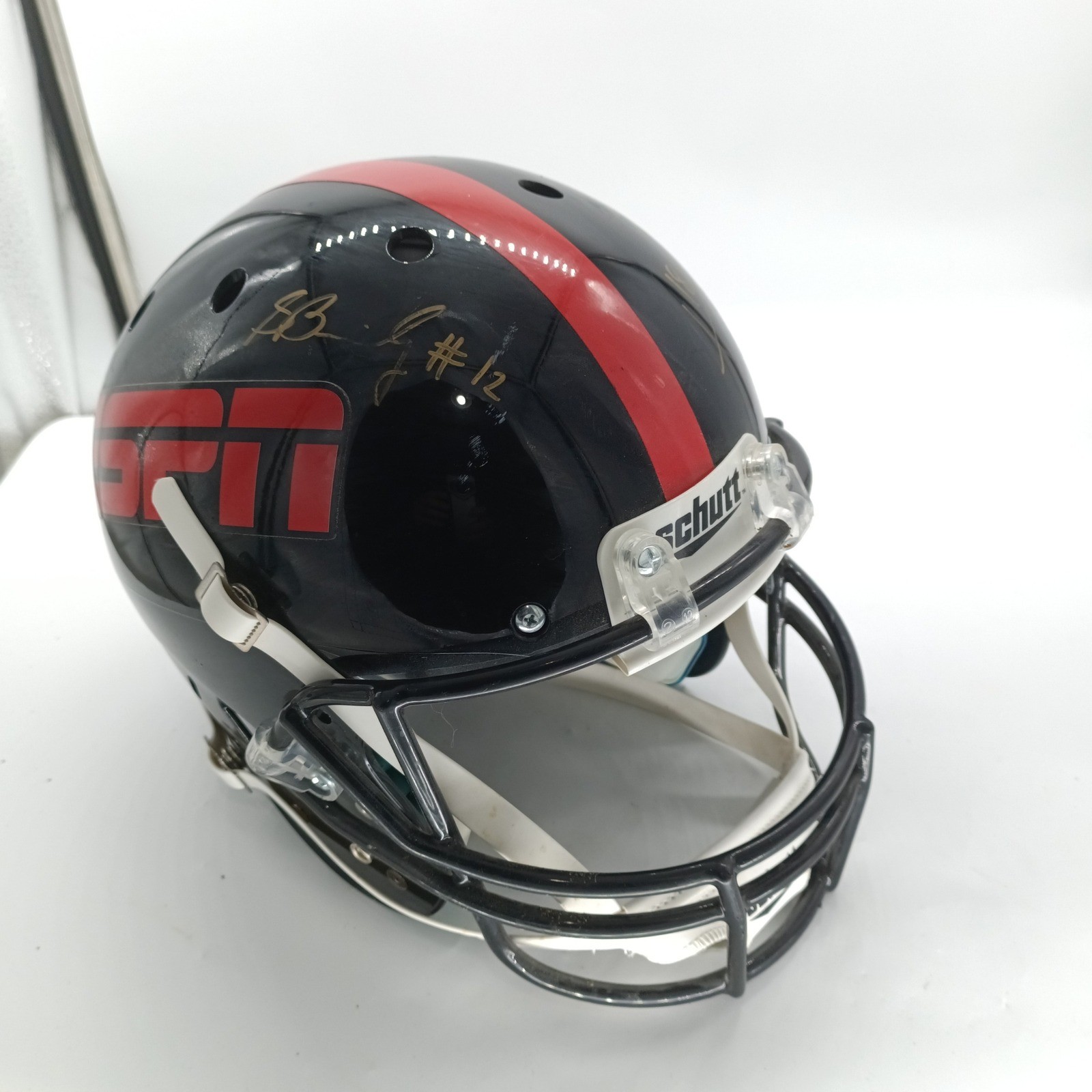 Schutt ESPN Full Size Replica Football Helmet Dual Signed Autographed Black Red