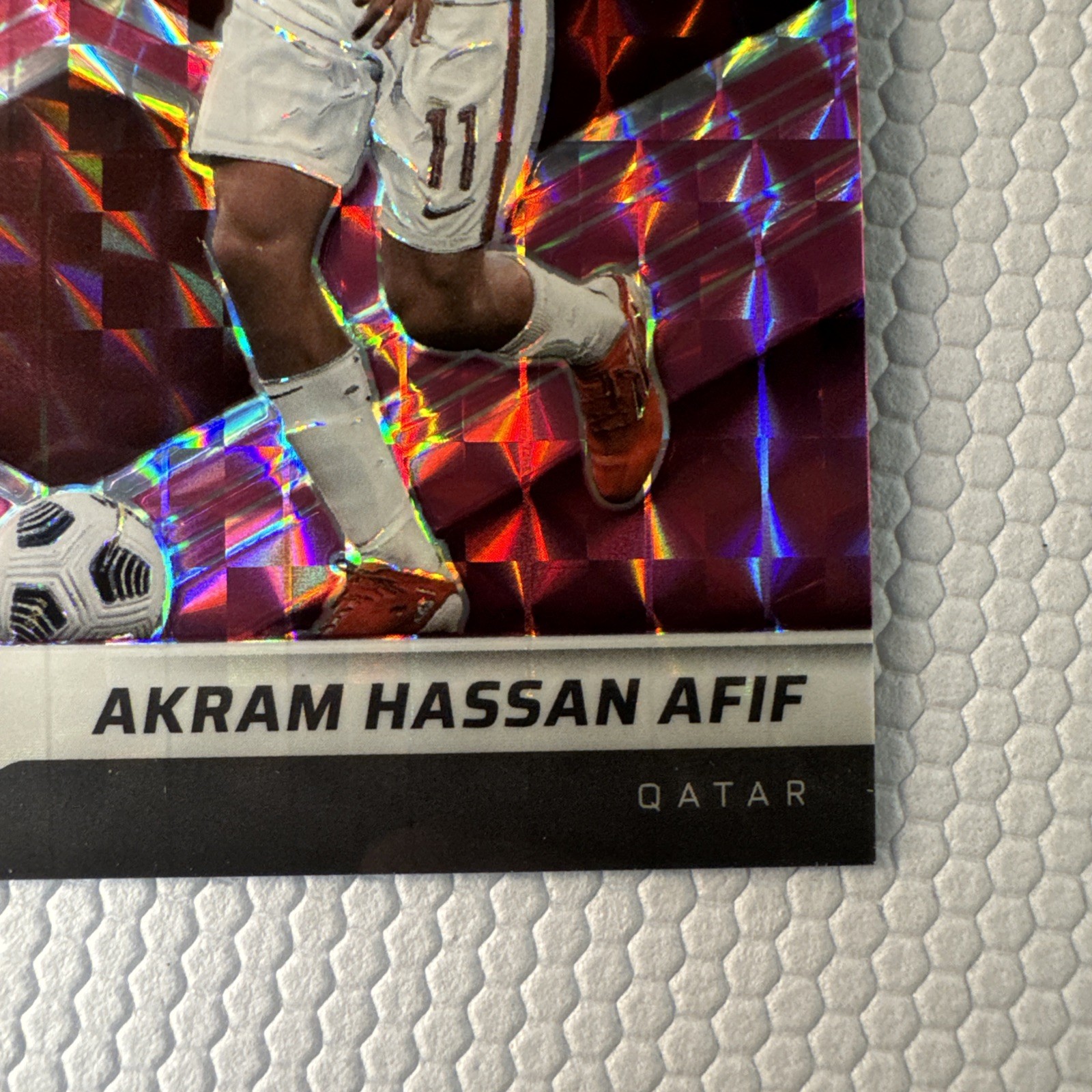 2022 Panini Mosaic World Cup Akram Hassan Afif Rookie RC Pink 13/25 Qatar