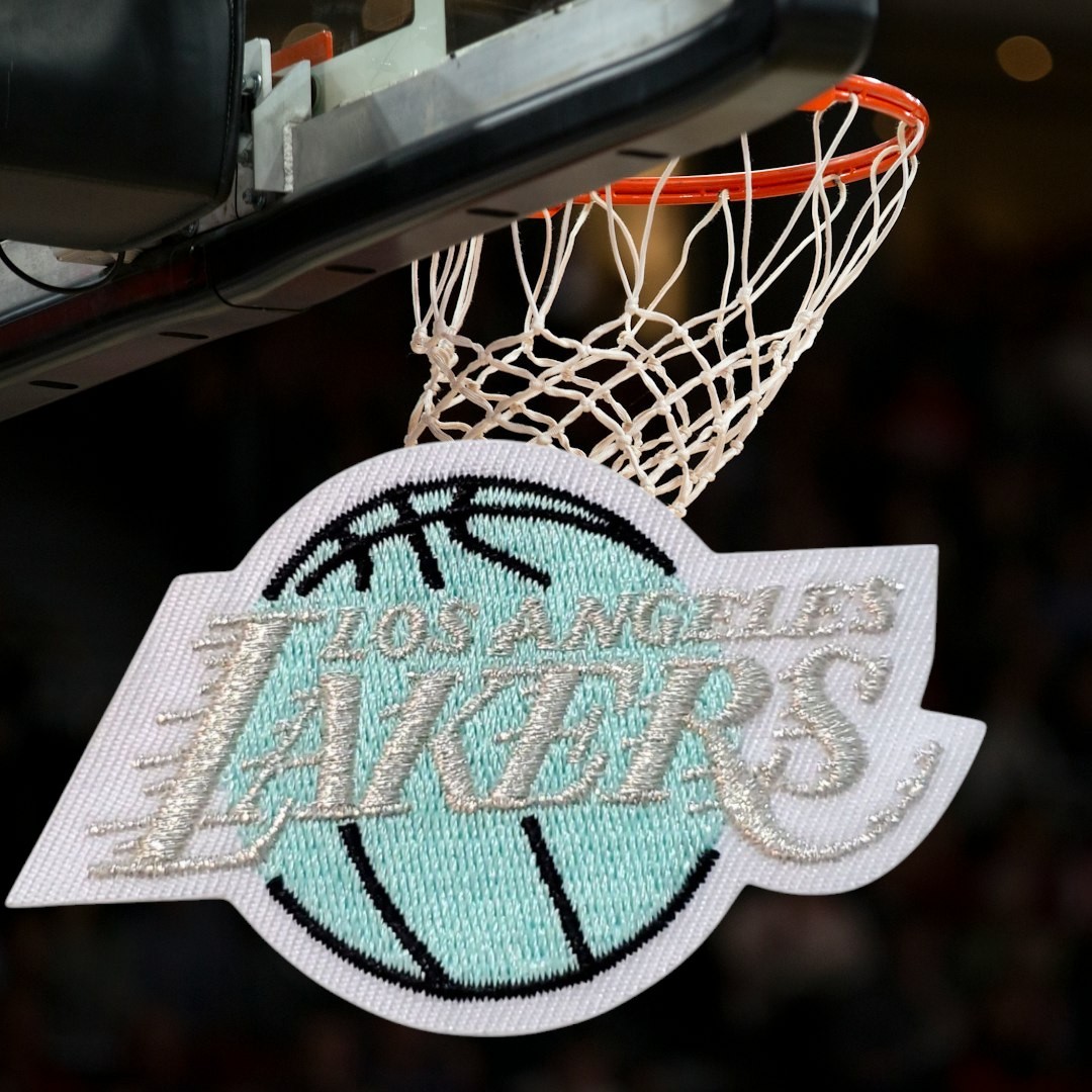 LA Lakers Patch. Teal And Silver. Embroidered. Iron On Backing. 3″x2″