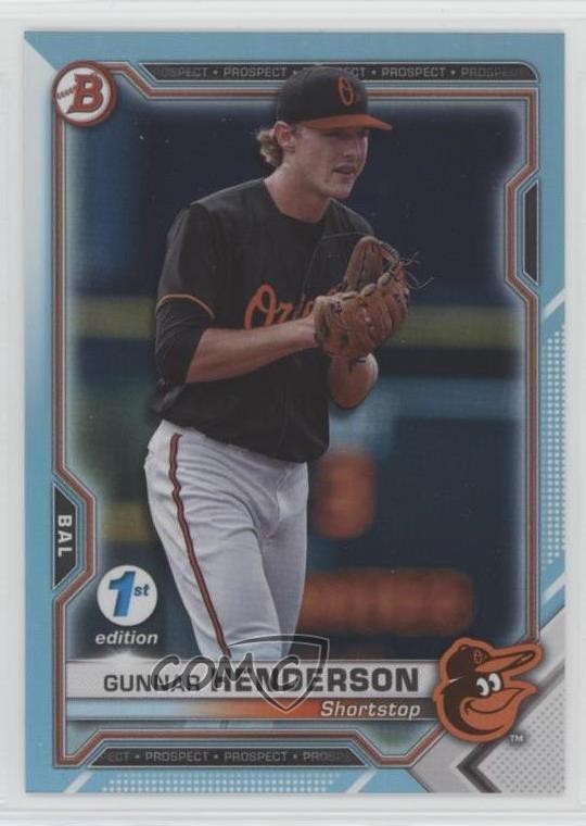 2021 Bowman 1st Edition Sky Blue Foil Gunnar Henderson #BFE-49 uk2