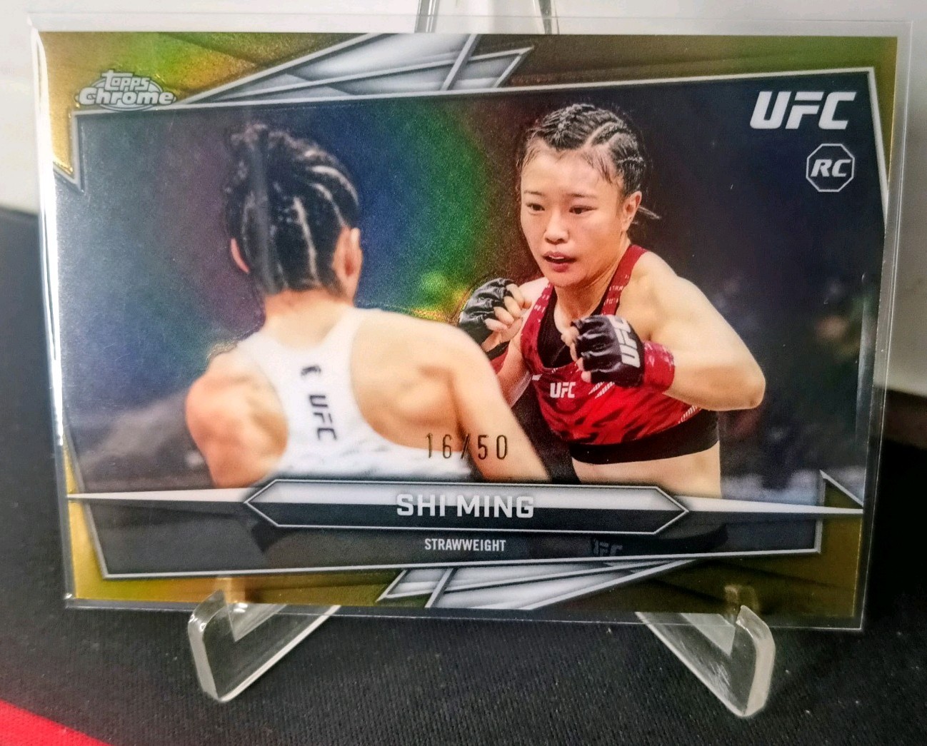 2025 TOPPS CHROME UFC SHI MING TRUE GOLD /50 ROOKIE CARD #129 RC MINT/NEAR MINT